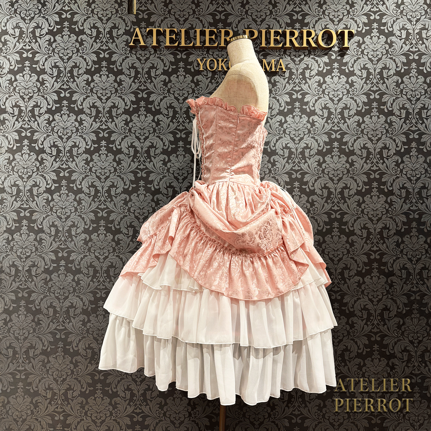 【ATELIER PIERROT】 Bustle Korsett Kleid Rose Jacquard