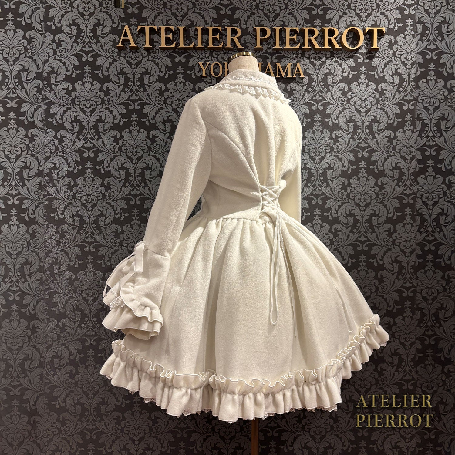 【ATELIER PIERROT】 Fleur d'Hiver Coat White/Bordeaux/Navy/Black★Released from late October to early November★