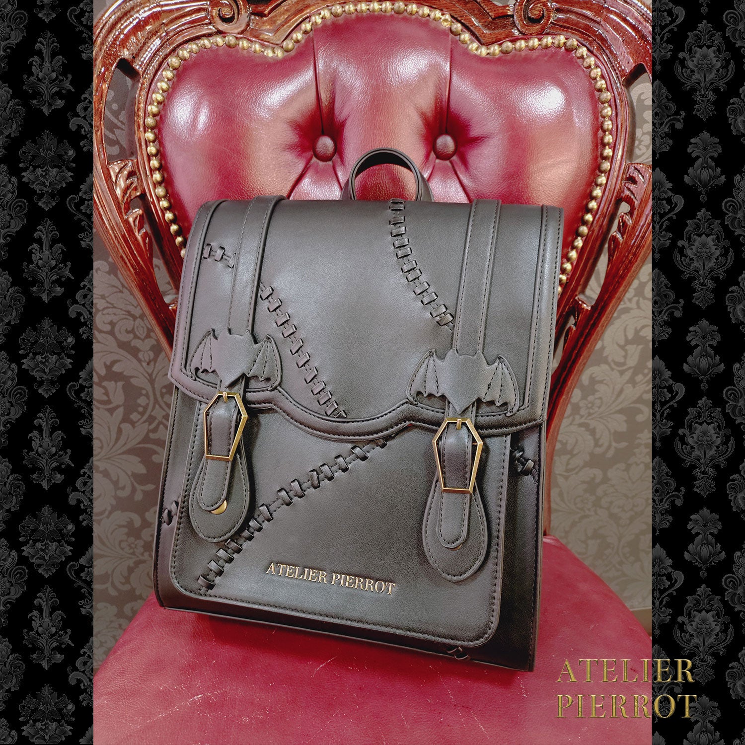 【ATELIER PIERROT】 “Nocturnal Grave”Mended Satchel ボルドー/ネイビー/ブラック