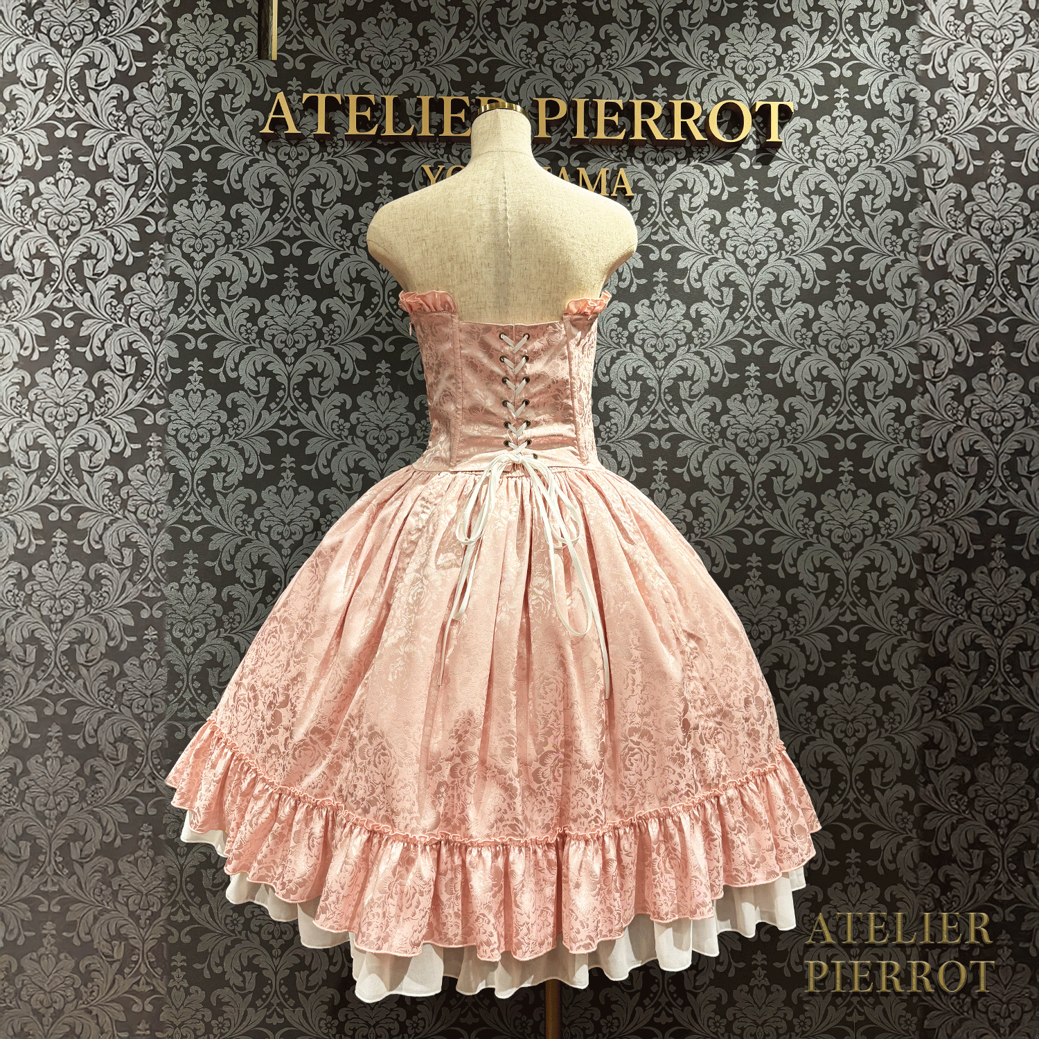 【ATELIER PIERROT】 Bustle Korsett Kleid Rose Jacquard