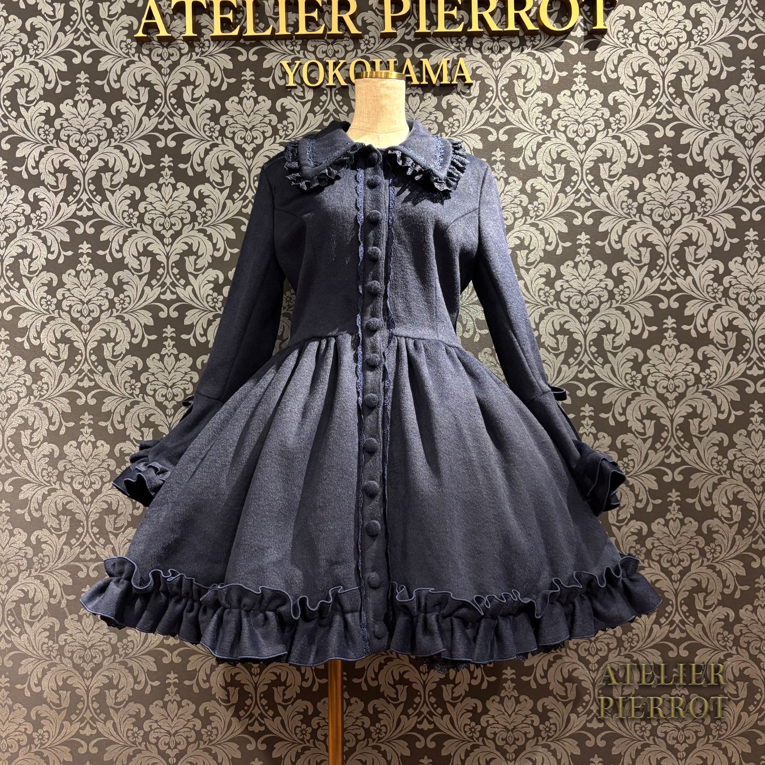 【ATELIER PIERROT】 Fleur d'Hiver Mantel weiß/Bordeaux/Marine/Schwarz★Entlassen von Ende Oktober bis Anfang November★
