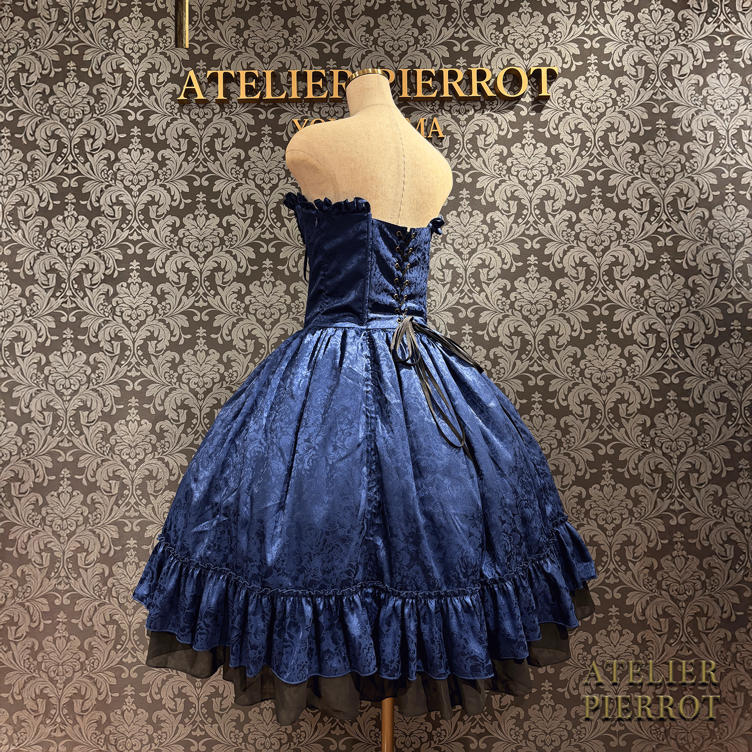 【ATELIER PIERROT】 Bustle Korsett Kleid Rose Jacquard
