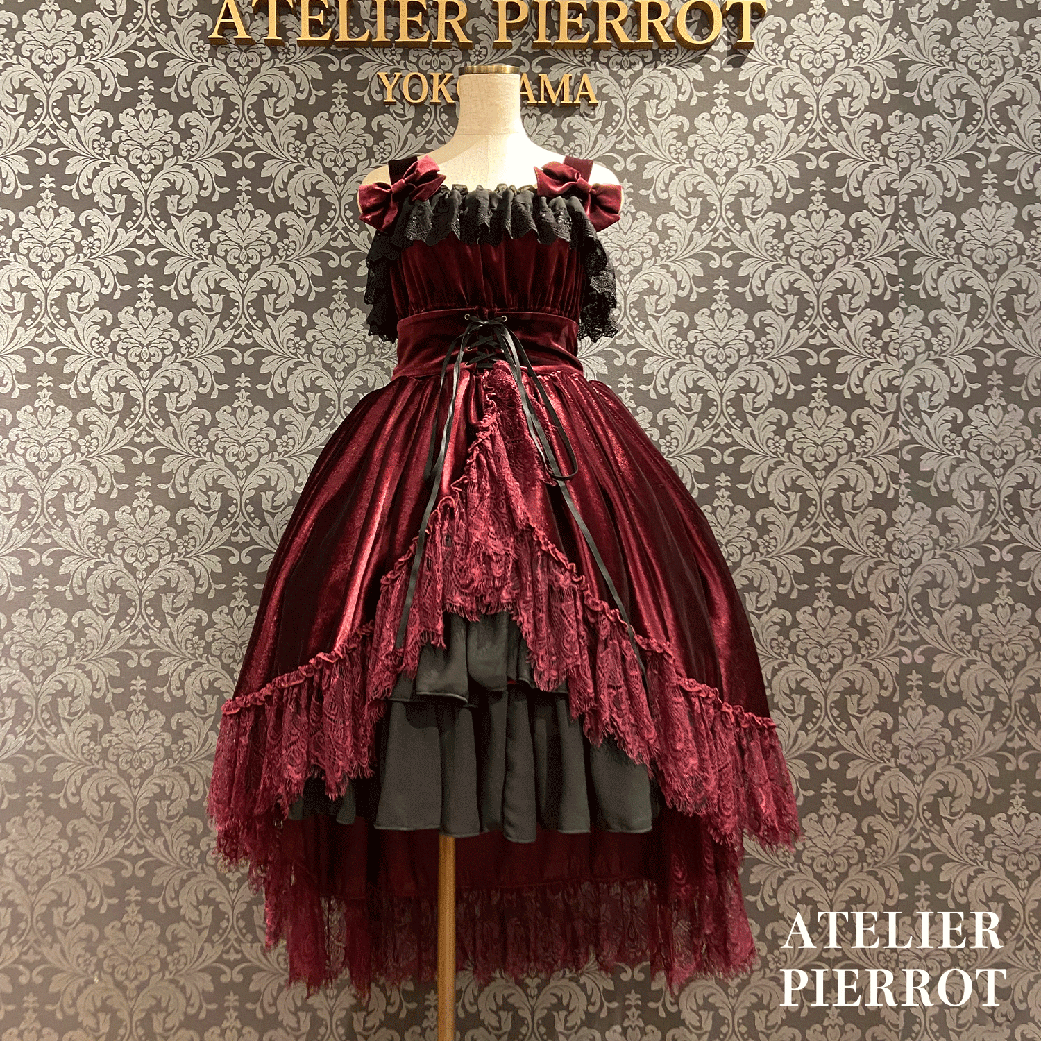 【ATELIER PIERROT】 Adenophora -Jumper -Rock Bordeaux/Marine/Schwarz★Geplant, Mitte September bis zum Ende veröffentlicht zu werden★