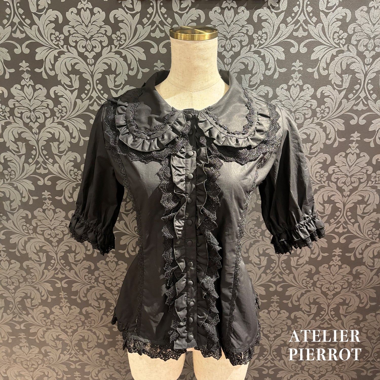 【ATELIER PIERROT】 Petite Rose BlouseWhite/Bordeaux/Black