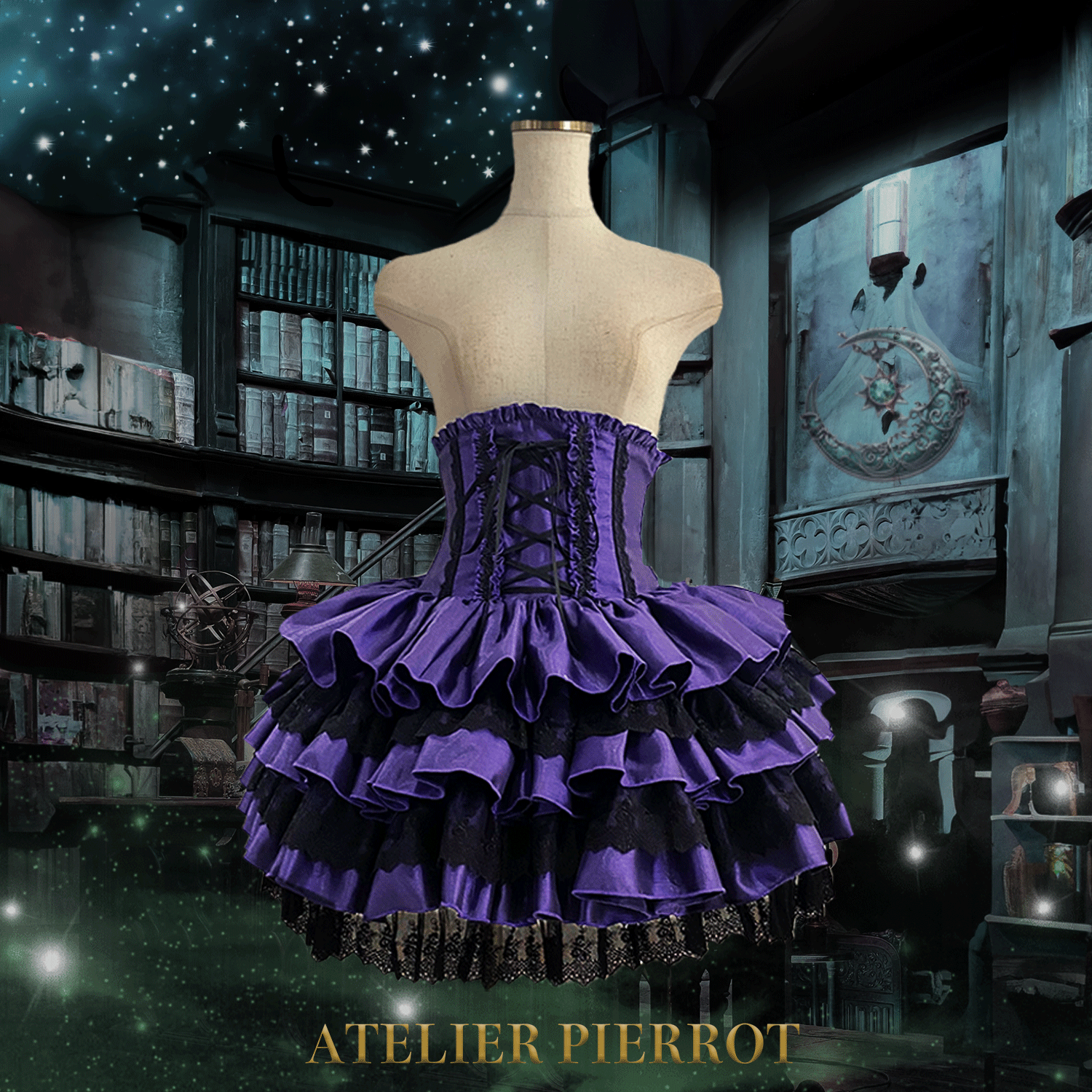 【ATELIER PIERROT】 Mini Corset Skirt ホワイト/ボルドー/パープル/ネイビー/ブラック×ホワイト/ブラック ★受注期間2月20日(金)まで★