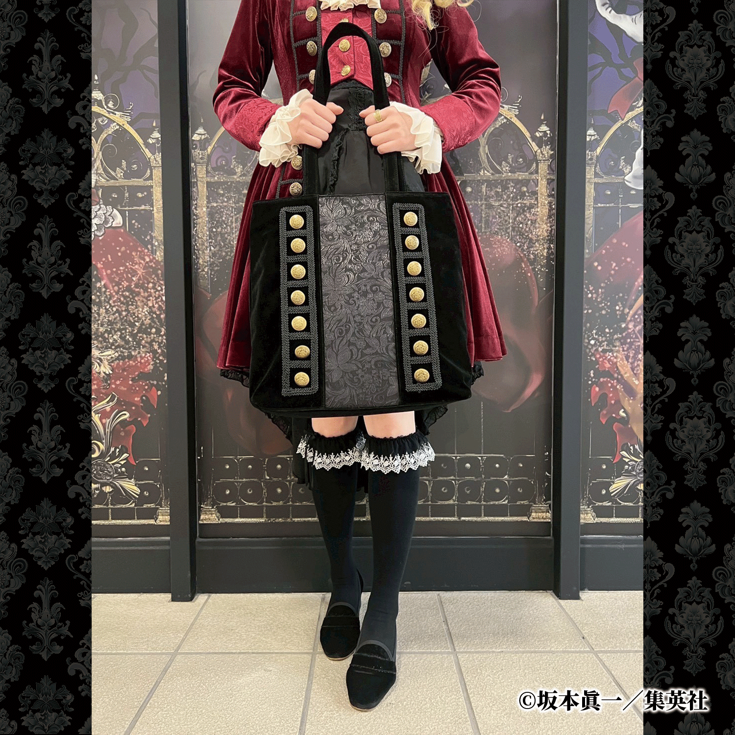 【ATELIER PIERROT】 「 イノサン 」トートバッグ -Gothic Lolita Tote Bag- ワイン/ブラック