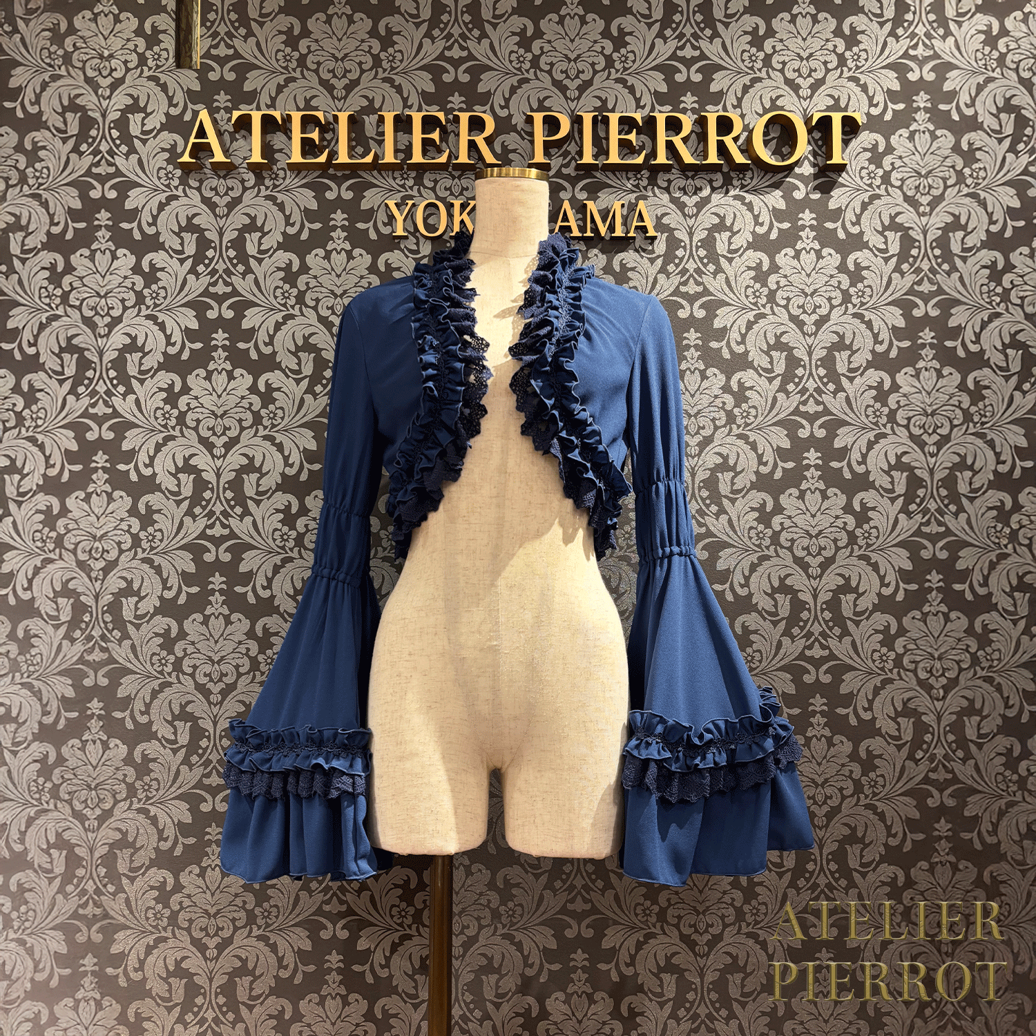 【ATELIER PIERROTPrincess Sleeve Bolero白/酒/海蓝色/黑