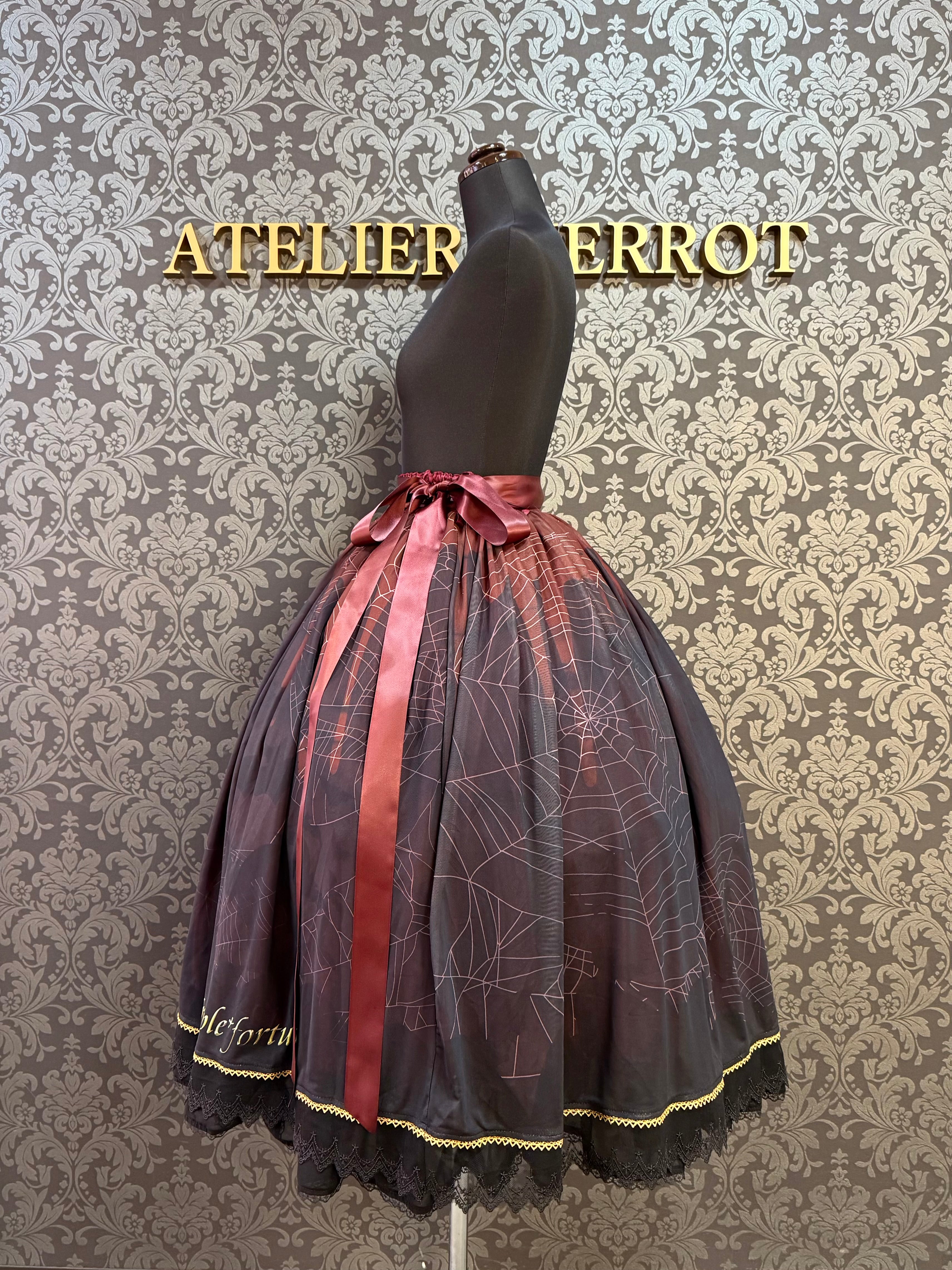 【Triple fortune】トリプルフォーチュン 蜘蛛の巣柄スカート(レッド)