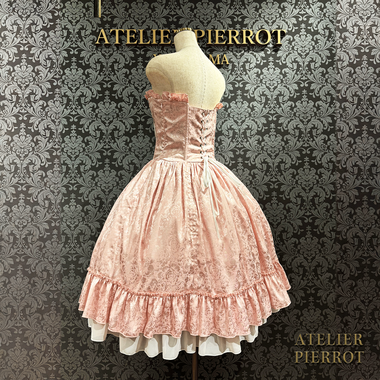 【ATELIER PIERROT】 Bustle Korsett Kleid Rose Jacquard