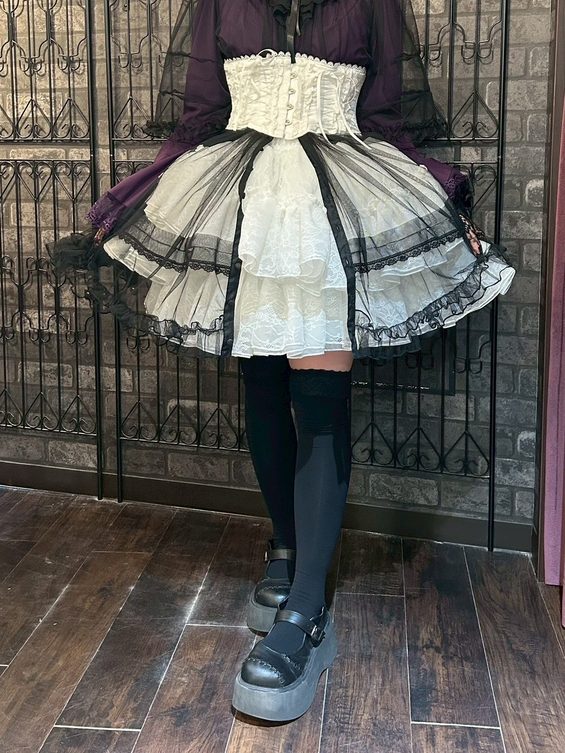 【Vallée lys】ヴァレリス Nocturne Sheer Tulle Dress ホワイト/ピンク/グレー/ボルドー/パープル/ブラック