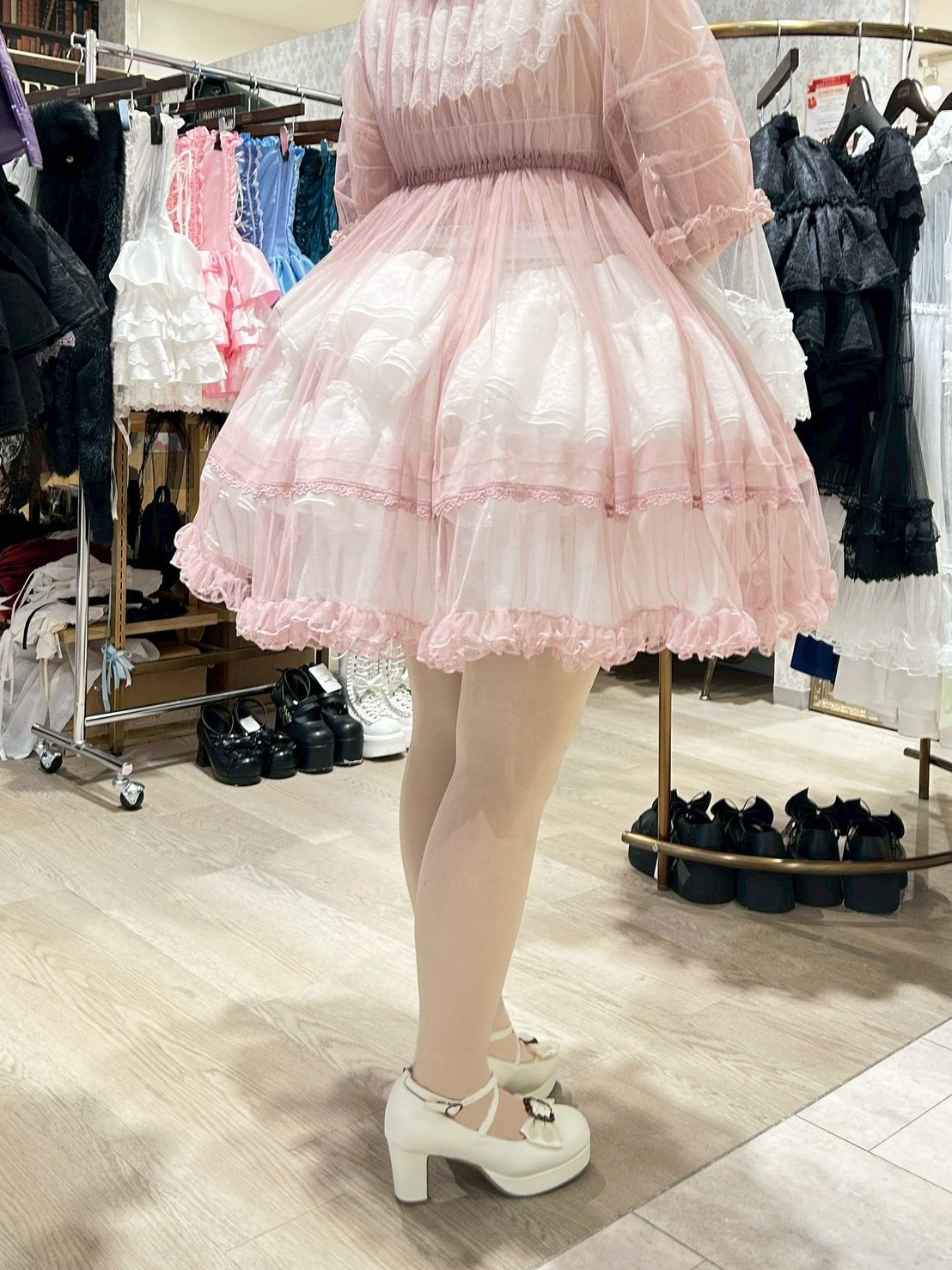 【Vallée lys】ヴァレリス Nocturne Sheer Tulle Dress ホワイト/ピンク/グレー/ボルドー/パープル/ブラック