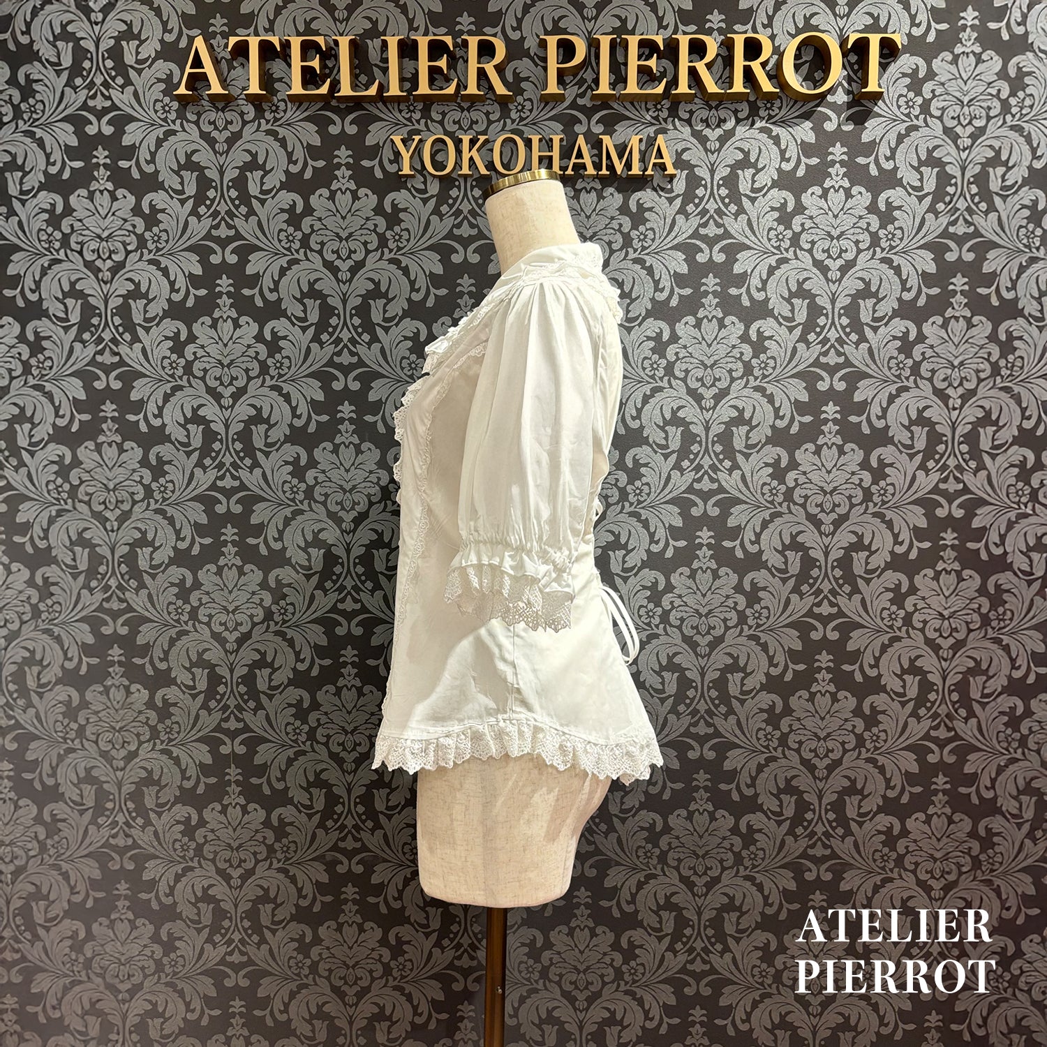 【ATELIER PIERROT】 Petite Rose BlouseWhite/Bordeaux/Black