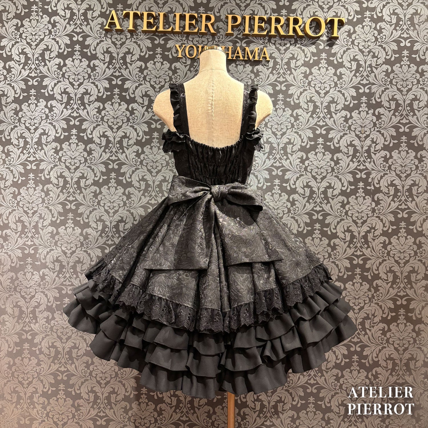 【ATELIER PIERROT】 ★예약 접수 중★Royal Frill Ribbon Jumper SkirtWhite/Pink/Bordeaux/Black