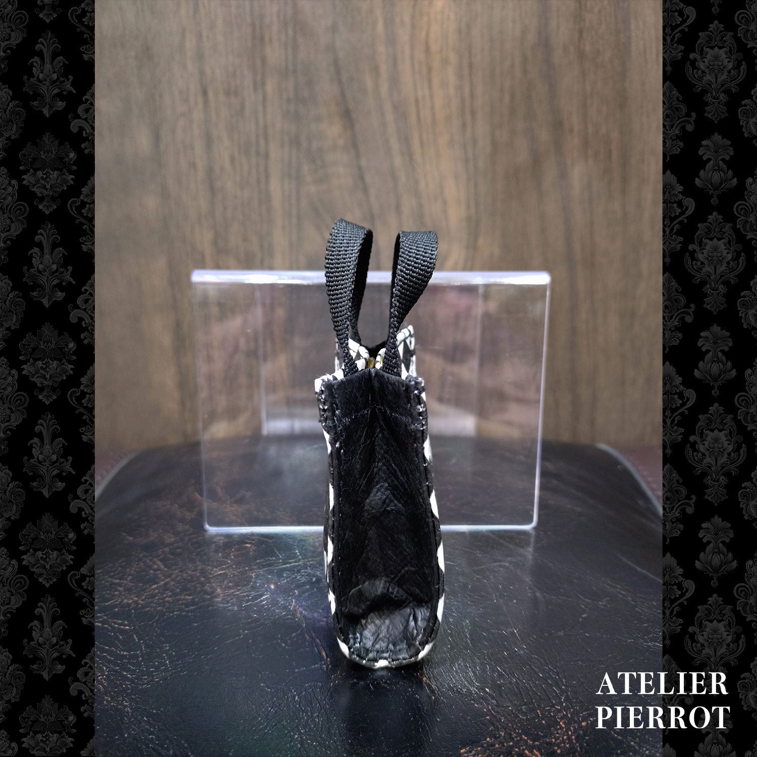 ATELIER-PIERROT】 ★ご予約受付中★ Mini Shopping Bag Charm ダイヤ柄/ブラック