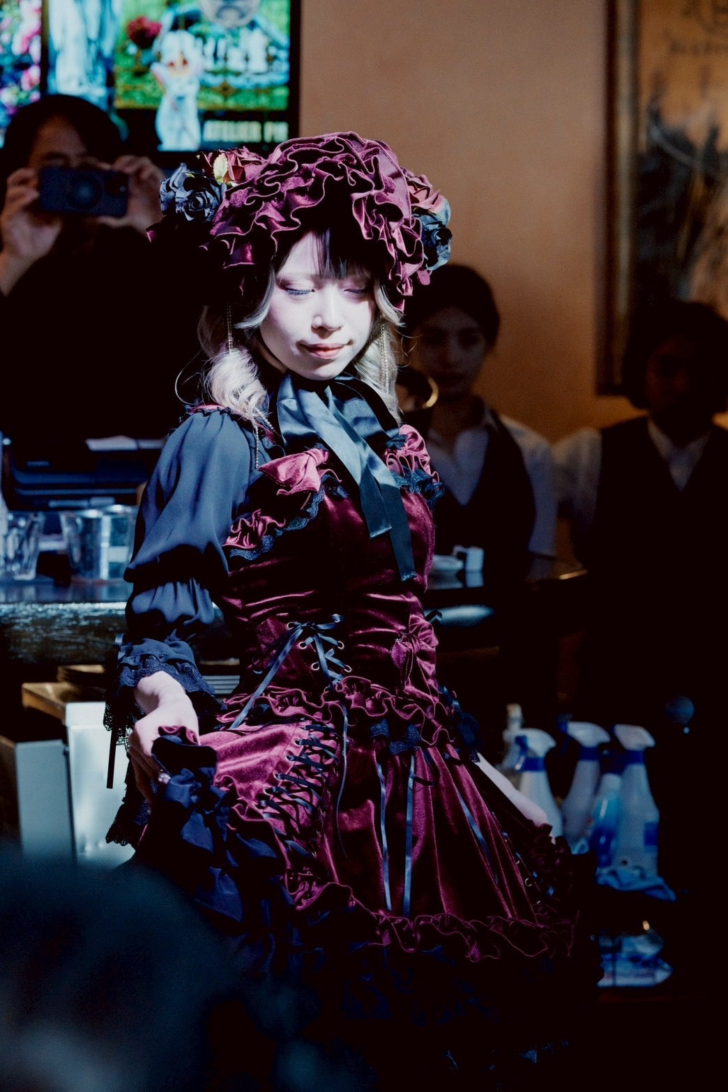 【ATELIER PIERROTAdenophora 레이스 업 Camisole Bordeaux/Navy/Black★10 월 초에서 중순까지 출시 될 예정입니다★