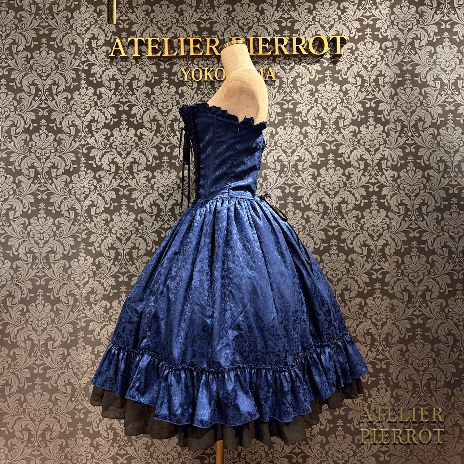 【ATELIER PIERROT】 Bustle Korsett Kleid Rose Jacquard