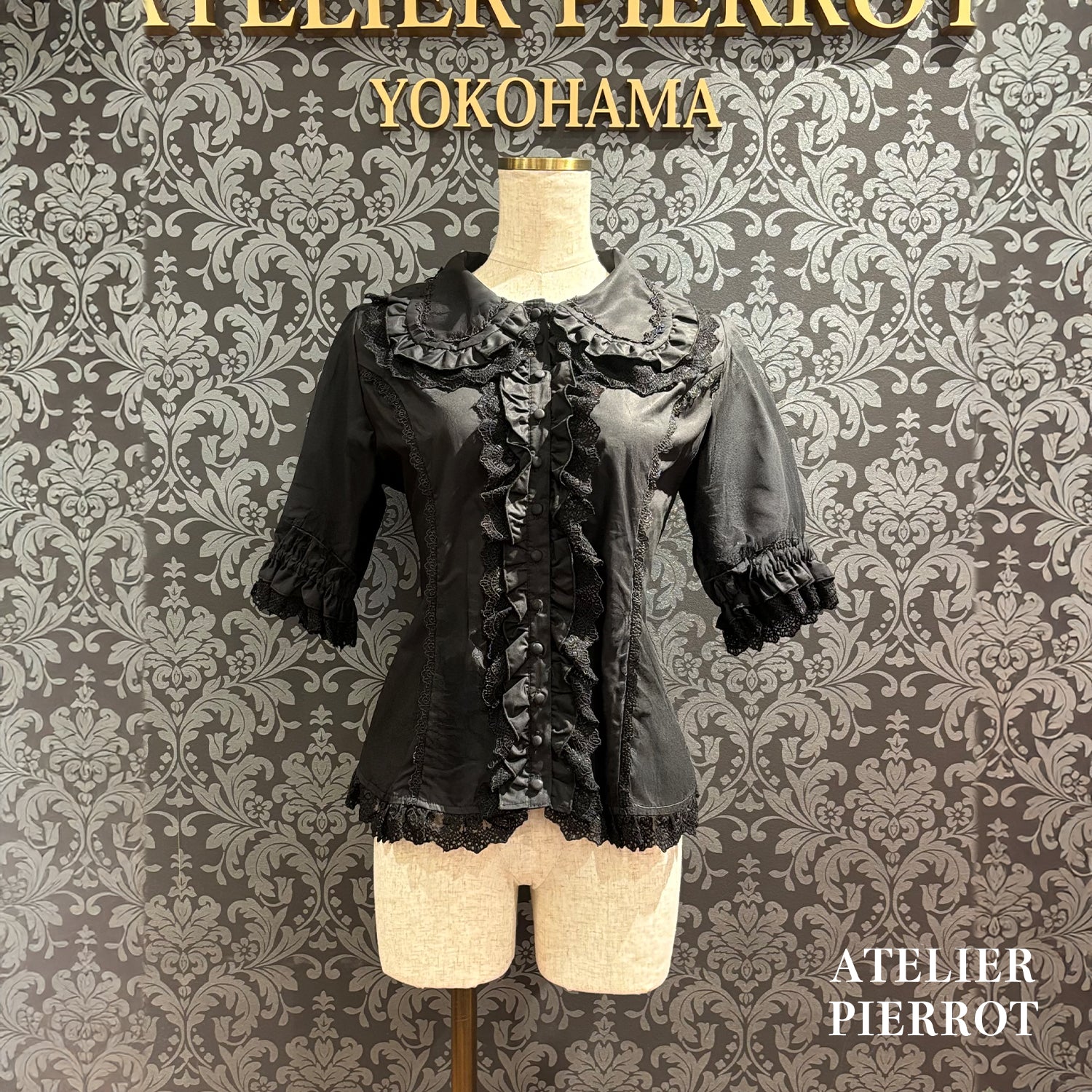 【ATELIER PIERROT】 Petite Rose BlouseWhite/Bordeaux/Black