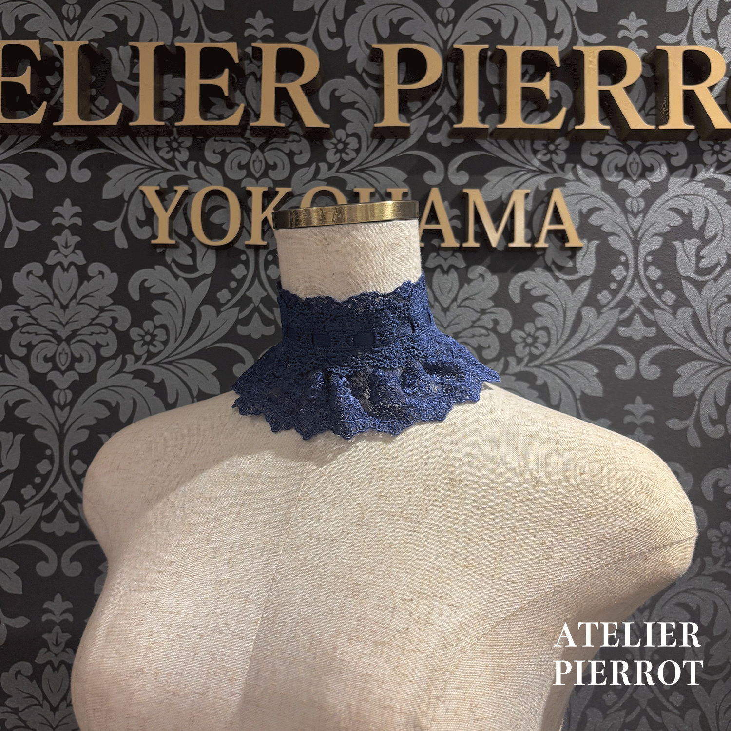 【ATELIER PIERROT】带蕾丝的宽限期螺丝白色/波尔多/紫色/绿色/海军/黑色