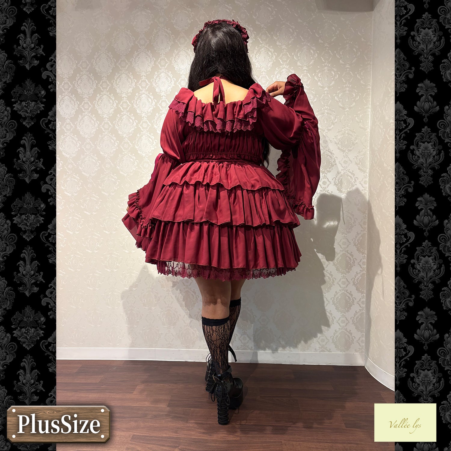 【Vallée lys】ヴァレリス ★ご予約受付中★ CoquelicotDress ホワイト/ボルドー/パープル/ネイビー/ブラック プラスサイズ