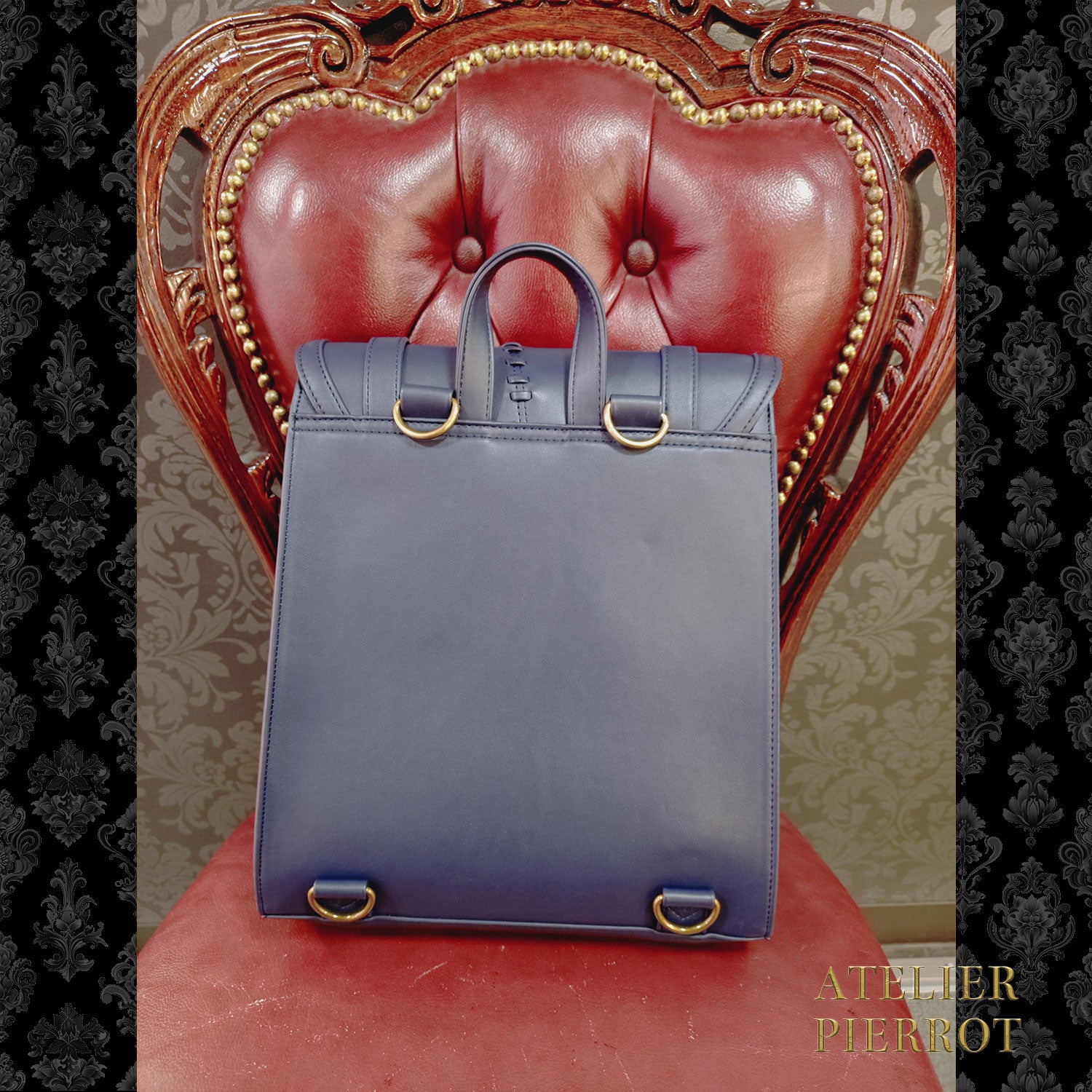 【ATELIER PIERROT】 “Nocturnal Grave”Mended Satchel ボルドー/ネイビー/ブラック