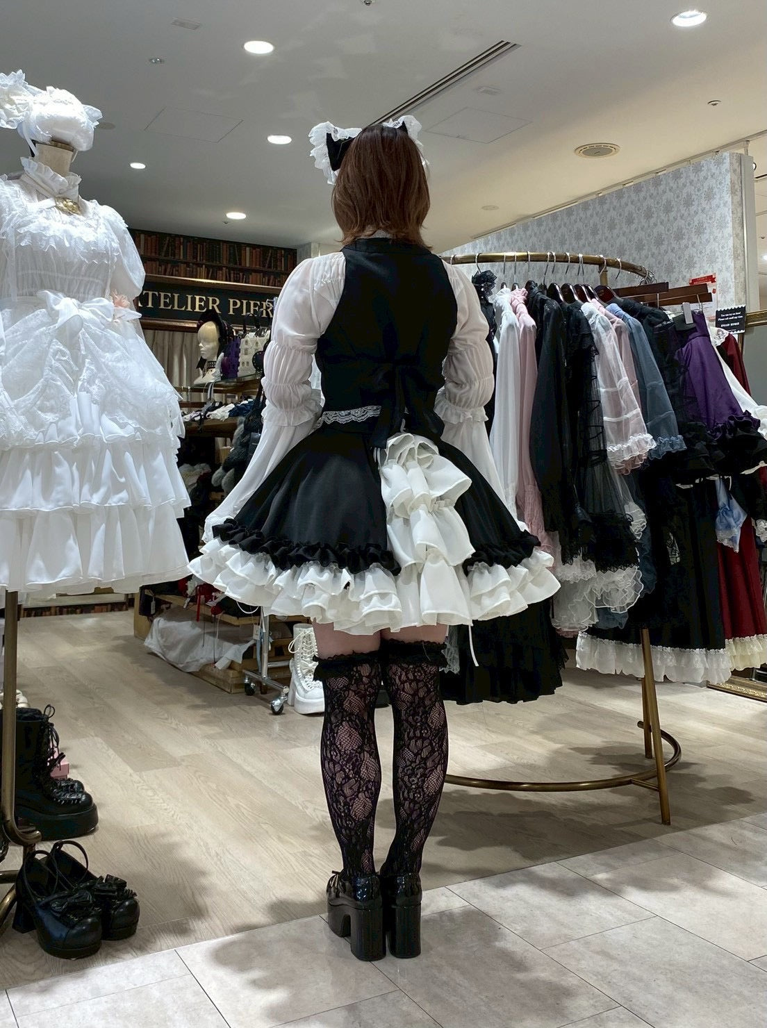 【ATELIER PIERROT】 Adenophora Lace-Up Skirt ホワイト/新色ボルドー/パープル×ブラック/新色ネイビー/ブラック×ホワイト/ブラック★ダブルポイントフェア対象商品6月14日(日)まで★