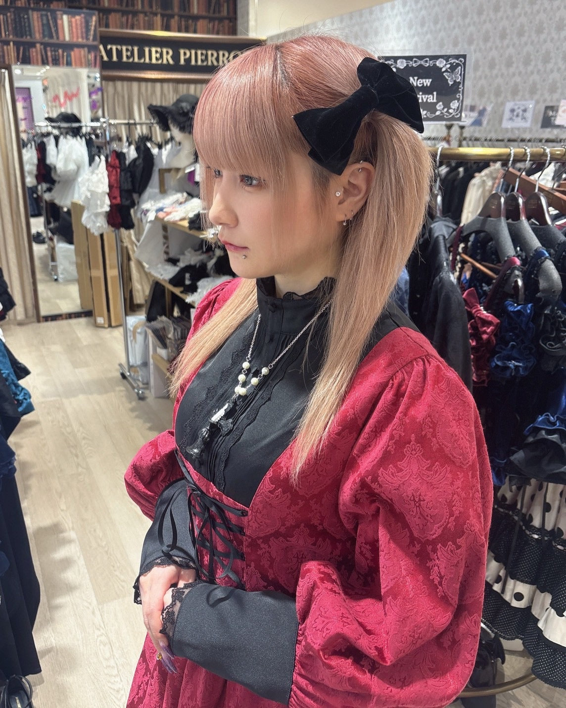 【ATELIER PIERROT】 Victorian Reverie Dress ホワイト/ボルドー/ネイビー/ブラック