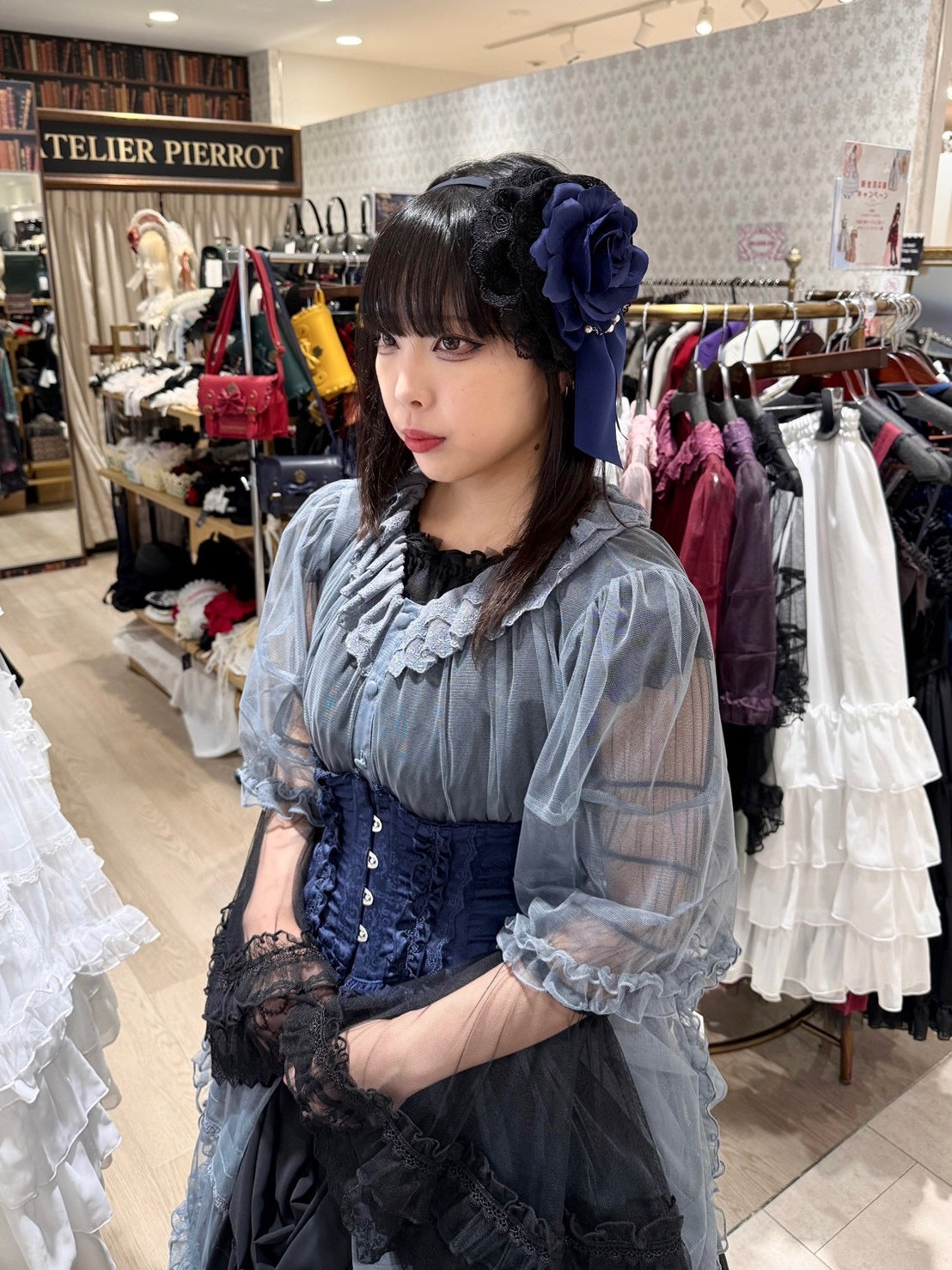 【Vallée lys】ヴァレリス Nocturne Sheer Tulle Dress ホワイト/ピンク/グレー/ボルドー/パープル/ブラック