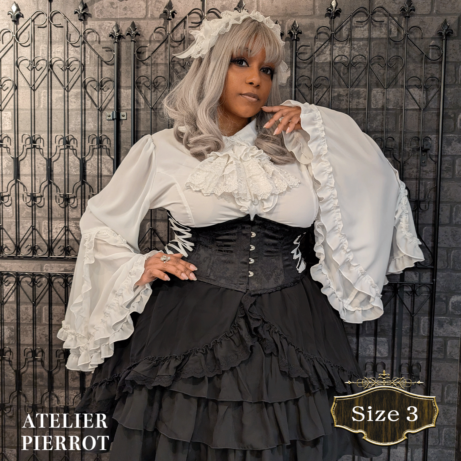 【ATELIER PIERROT】午夜荊棘緊身胸衣加大碼白色/波爾多/海軍/黑色X白色/黑色尺寸2/尺寸3/尺寸4★訂購期限至5月11日(星期日)★