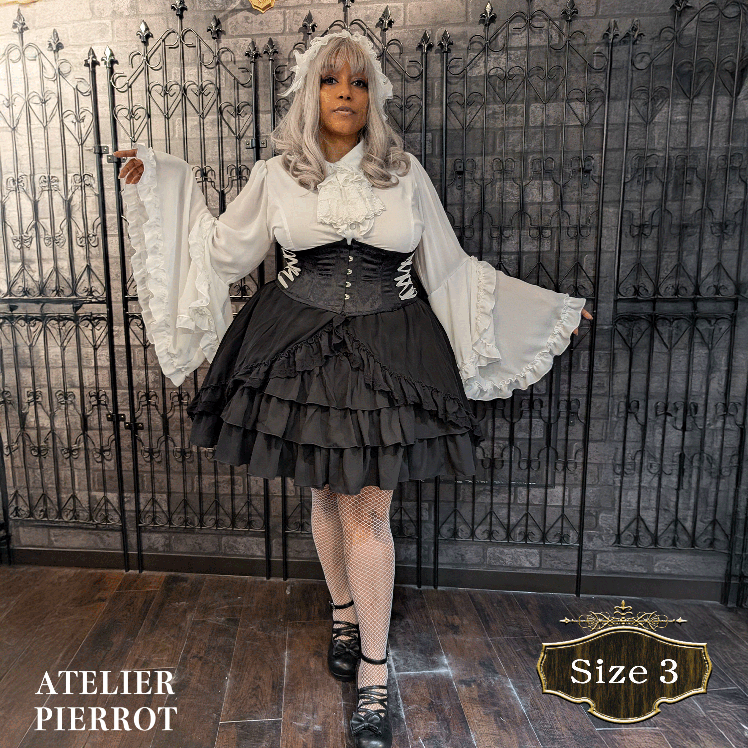 【ATELIER PIERROT】午夜荊棘緊身胸衣加大碼白色/波爾多/海軍/黑色X白色/黑色尺寸2/尺寸3/尺寸4★訂購期限至5月11日(星期日)★