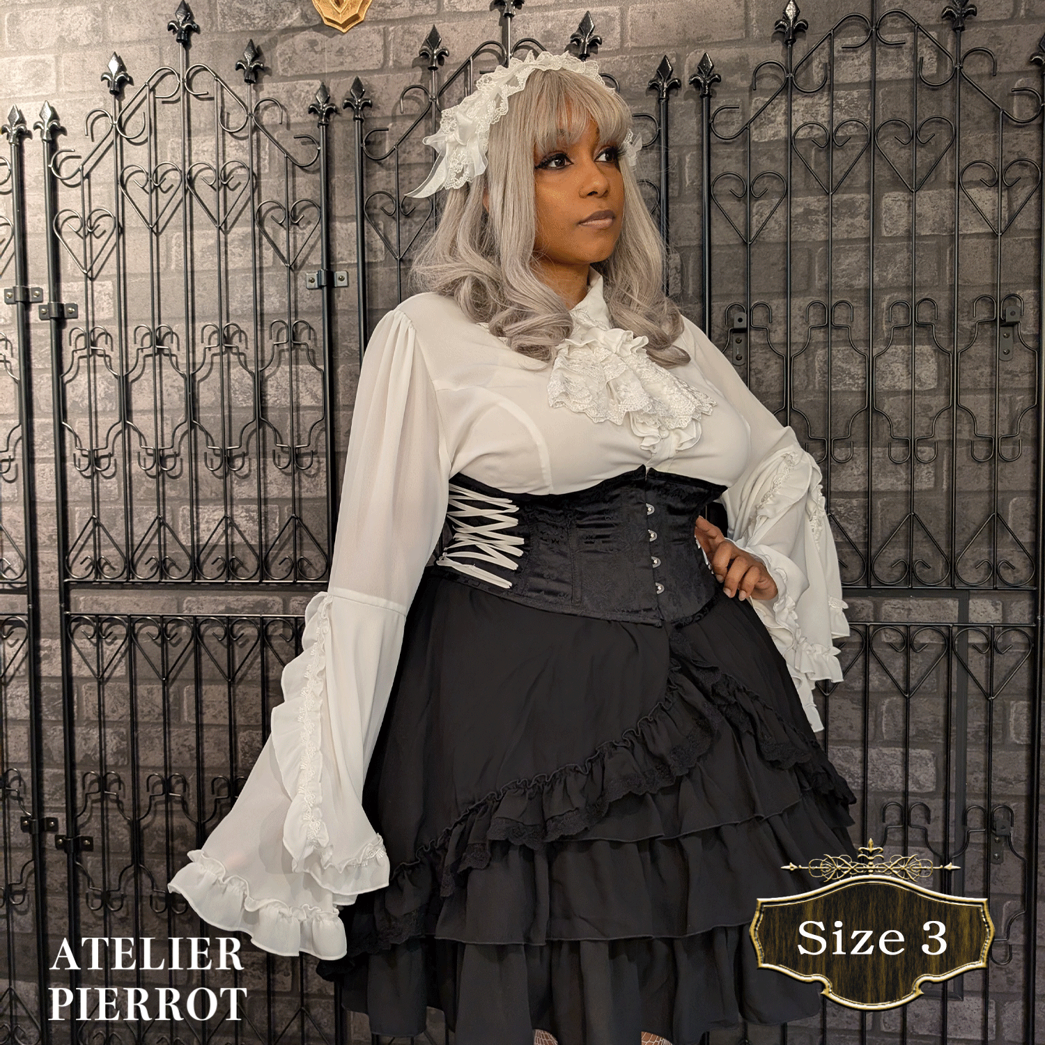 【ATELIER PIERROT】午夜荊棘緊身胸衣加大碼白色/波爾多/海軍/黑色X白色/黑色尺寸2/尺寸3/尺寸4★訂購期限至5月11日(星期日)★