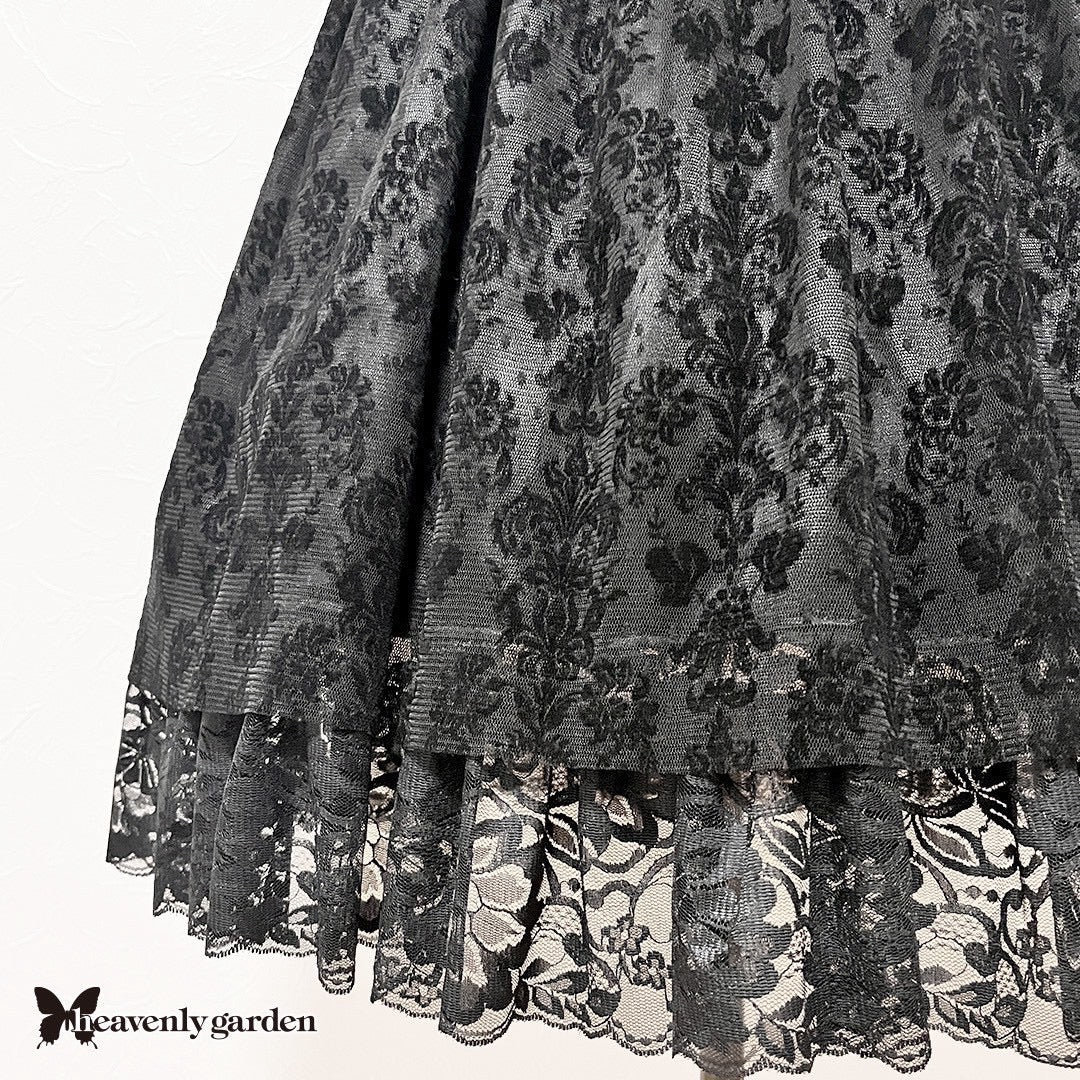 【heavenly garden 】ヘヴンリィ ガーデン ノクターンリボンジャンパースカート ボルドー/ブラック