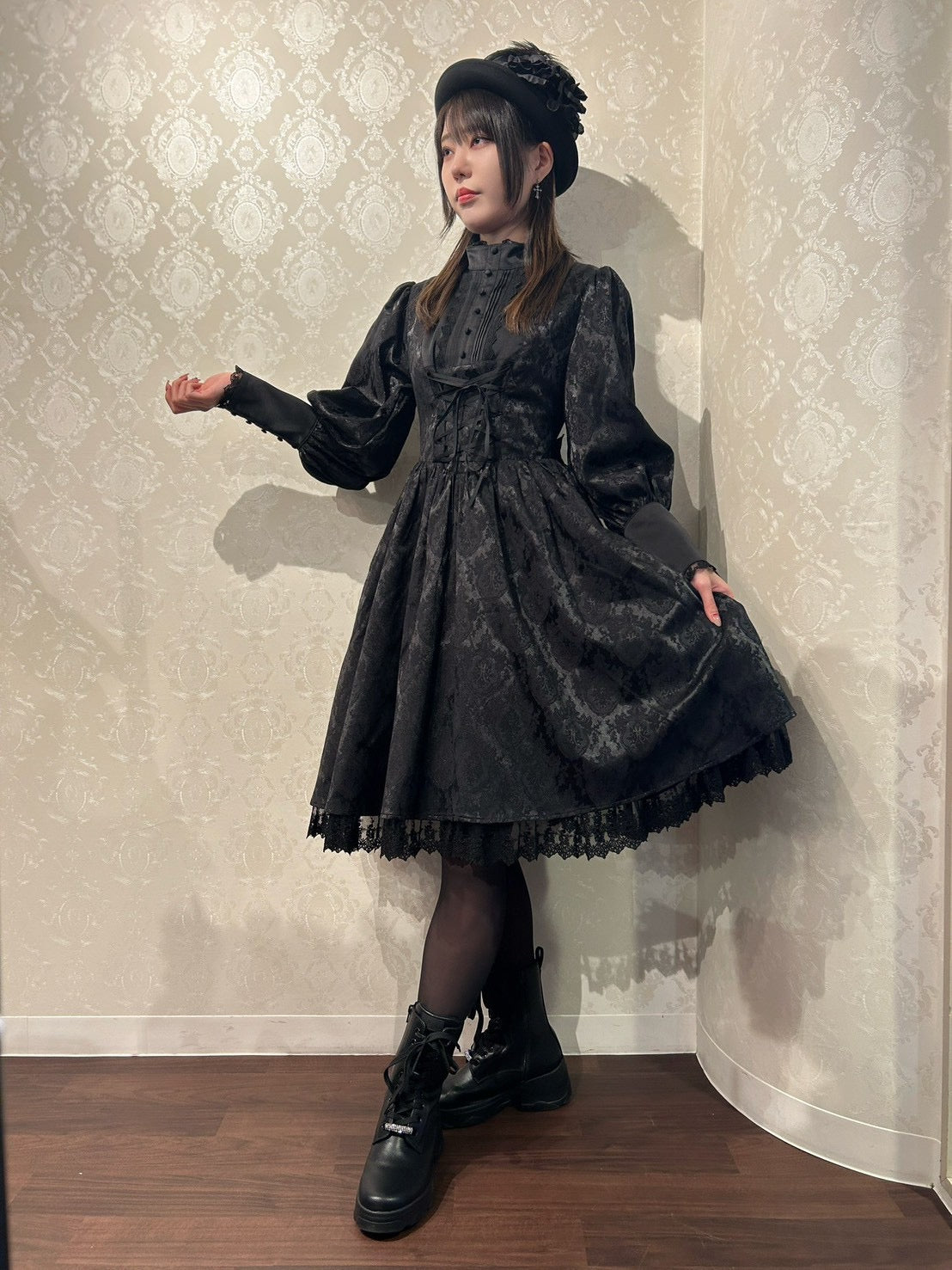 【ATELIER PIERROT】 Victorian Reverie Dress ホワイト/ボルドー/ネイビー/ブラック