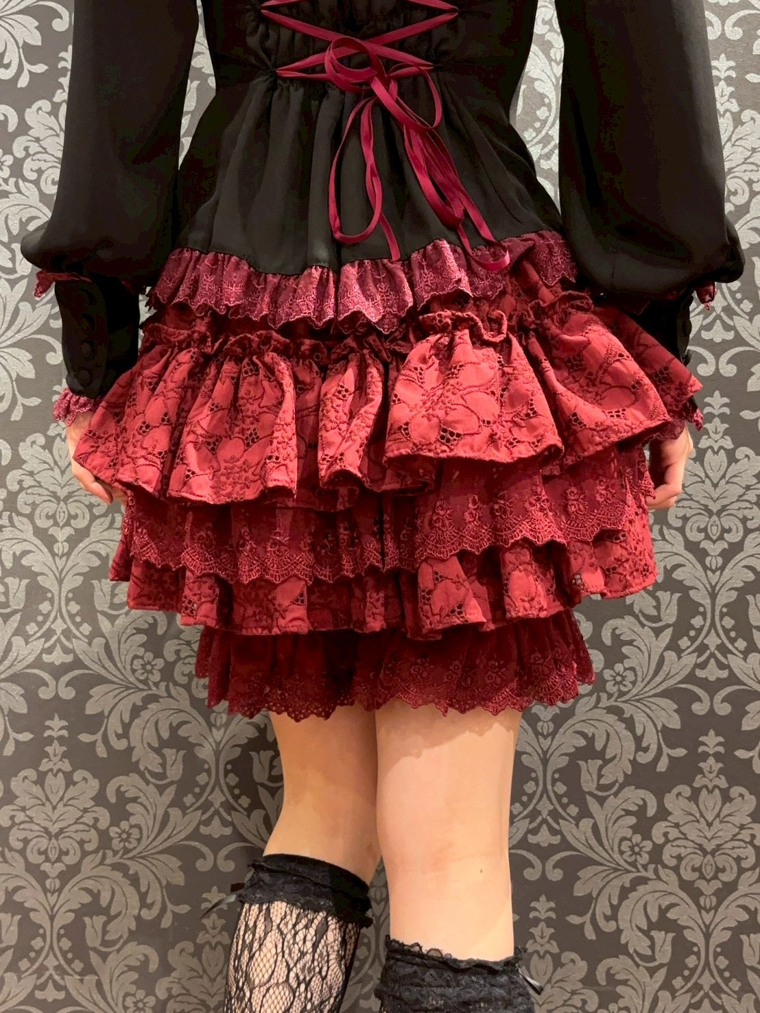 【ATELIER PIERROT】 Sanctuaire Lace Drawers ホワイト/ボルドー/ブラック