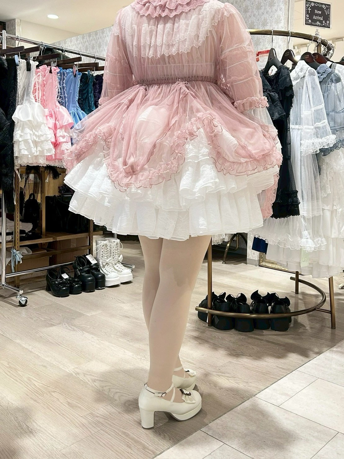 【Vallée lys】ヴァレリス Nocturne Sheer Tulle Dress ホワイト/ピンク/グレー/ボルドー/パープル/ブラック