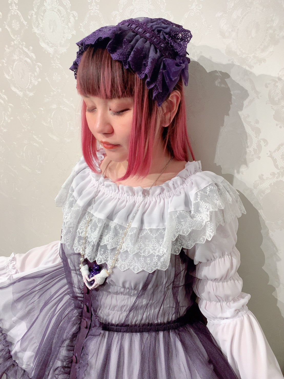 【Vallee lys】Vallee Nocturne Tulle Jumper Skirt白色/波尔多/紫色/黑色