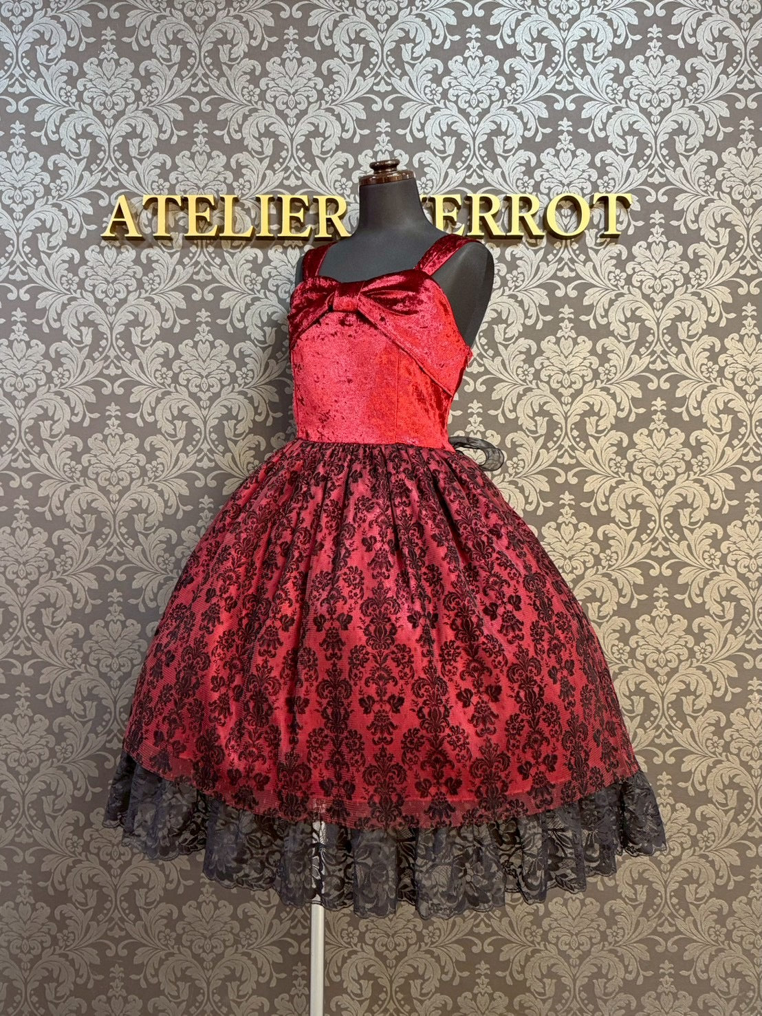 【heavenly garden 】ヘヴンリィ ガーデン ノクターンリボンジャンパースカート ボルドー/ブラック