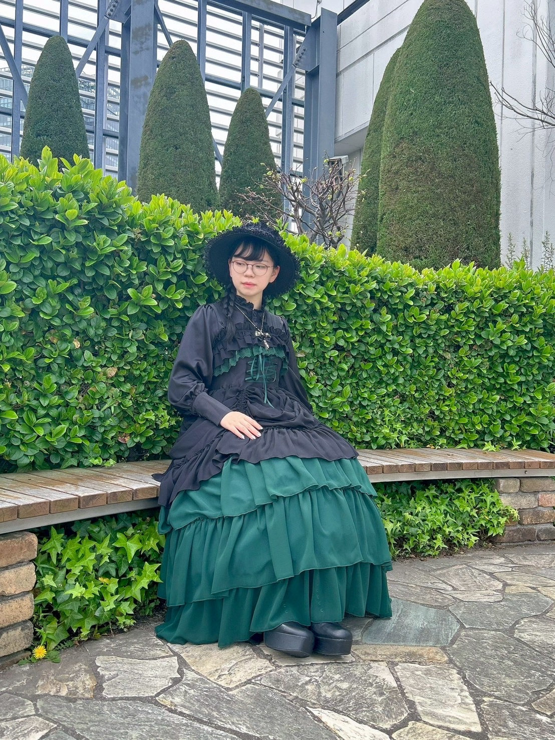 【ATELIER PIERROT】 WICKED/Elphaba’s Long Bustle JSK 黒×緑/黒×黒