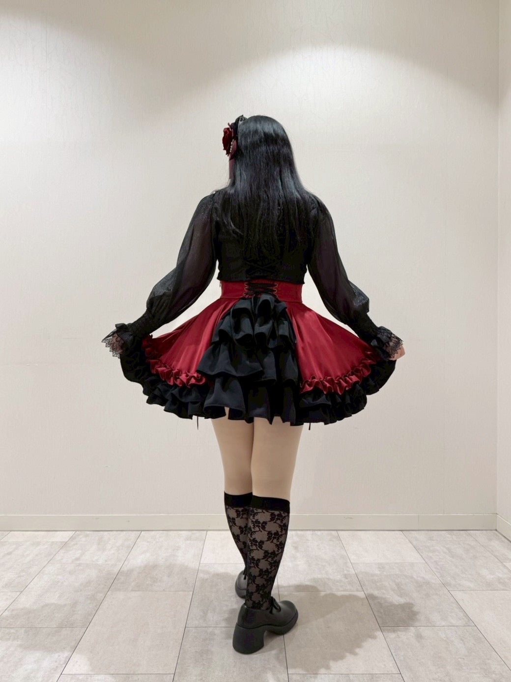 【ATELIER PIERROT】 Adenophora Lace-Up Skirt ホワイト/新色ボルドー/パープル×ブラック/新色ネイビー/ブラック×ホワイト/ブラック★ダブルポイントフェア対象商品6月14日(日)まで★