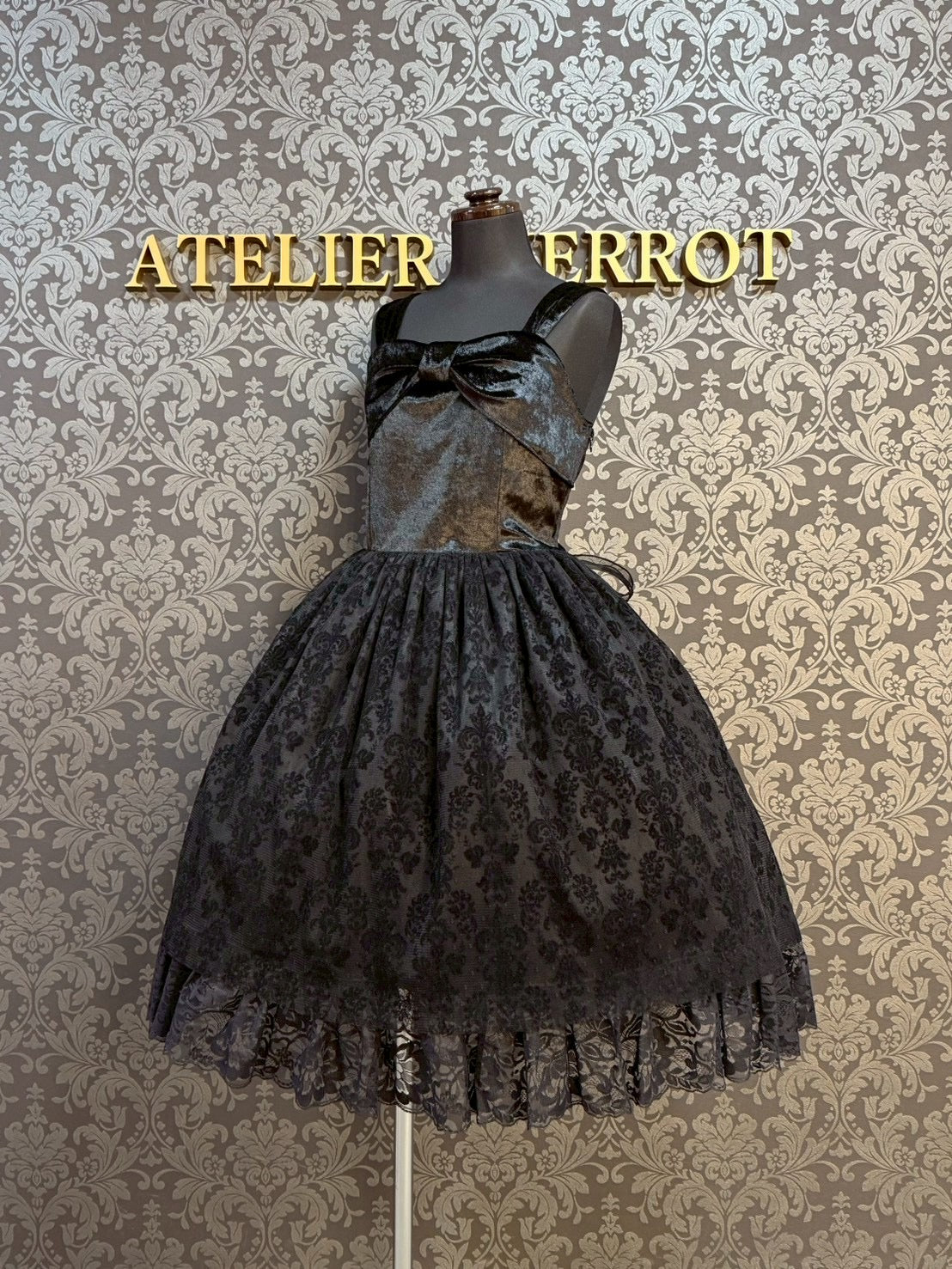 【heavenly garden 】ヘヴンリィ ガーデン ノクターンリボンジャンパースカート ボルドー/ブラック