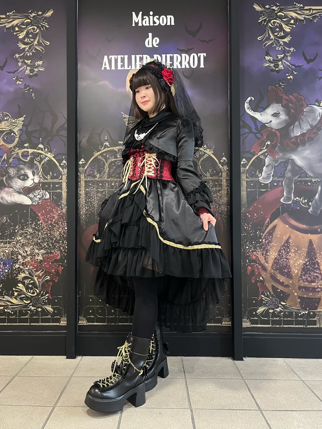 【ATELIER PIERROT】 Eternal Nocturne Bustle Skirt ホワイト/ブラック