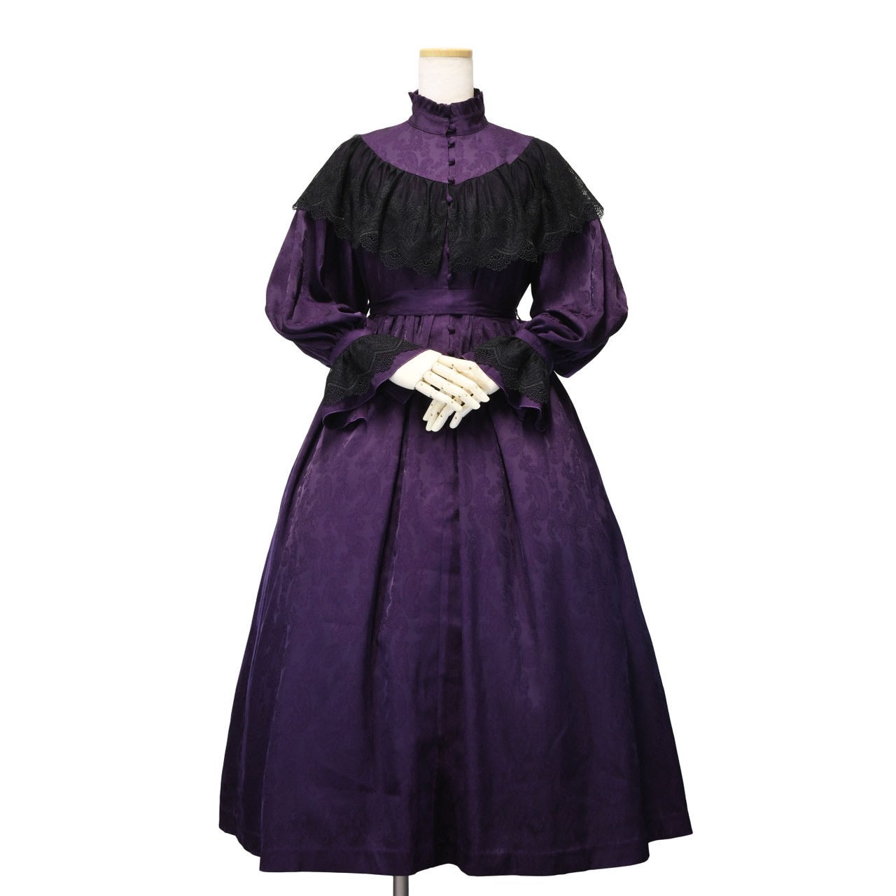 【Sheglit】シェグリット "Luisa"ジャガードレースドレス パープル(アトリエピエロ限定カラー)/ブラック