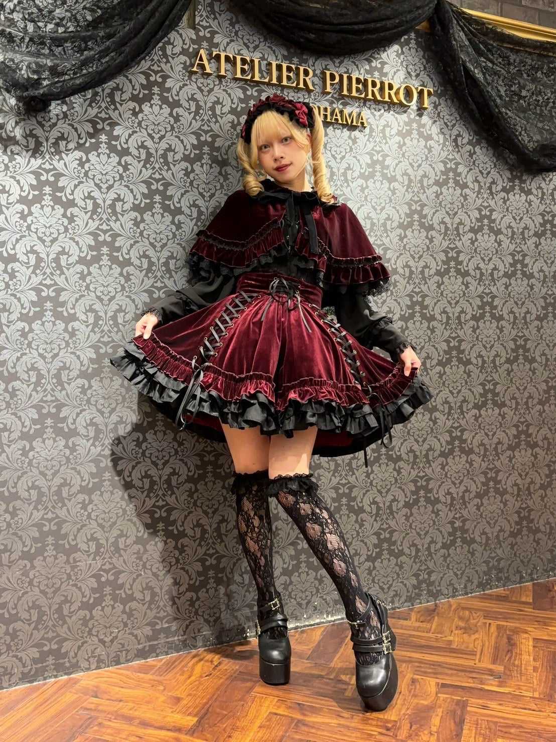 【ATELIER PIERROT】 ★Jetzt Reservierungen entgegennehmen★ Adenophora-SchnürrockBordeaux/Neue FarbePurple/Navy/Black