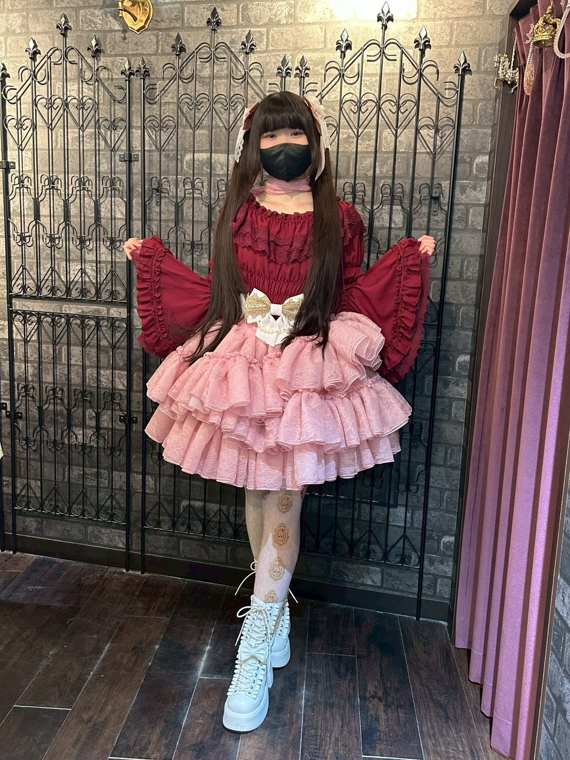 【Vallée lys】ヴァレリス Petale Voile Skirt ホワイト/ピンク/ブラック