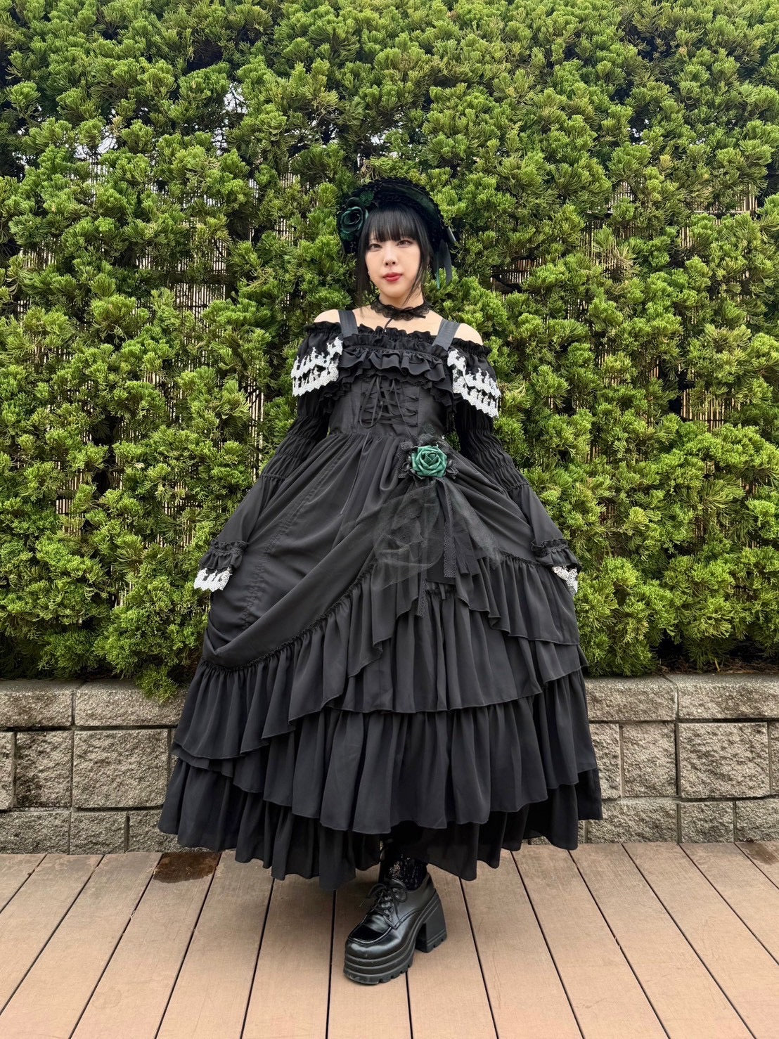 【ATELIER PIERROT】 WICKED/Elphaba’s Long Bustle JSK 黒×緑/黒×黒