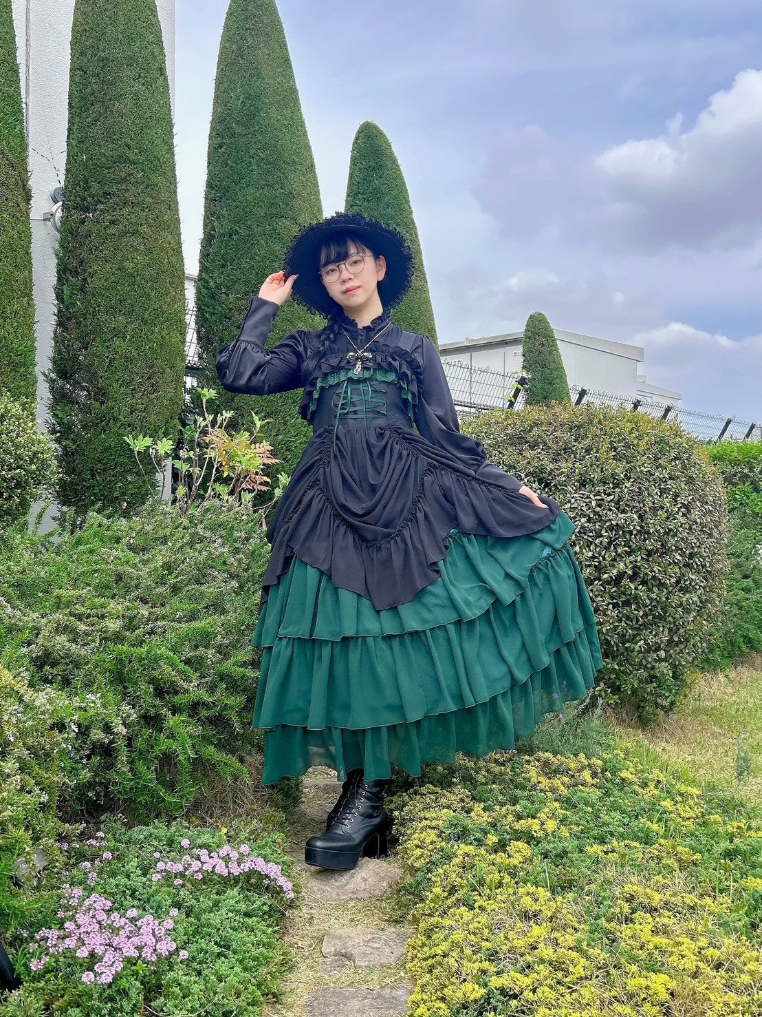 【ATELIER PIERROT】 WICKED/Elphaba’s Long Bustle JSK 黒×緑/黒×黒