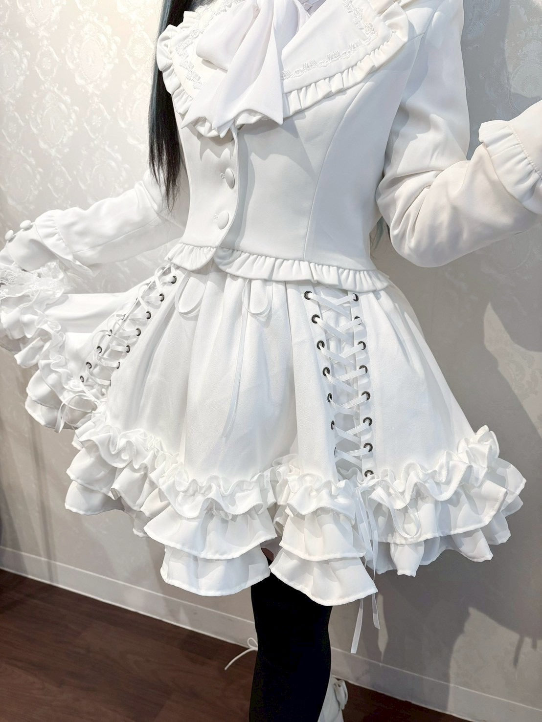 【ATELIER PIERROT】 Adenophora Lace-Up Skirt ホワイト/新色ボルドー/パープル×ブラック/新色ネイビー/ブラック×ホワイト/ブラック★ダブルポイントフェア対象商品6月14日(日)まで★