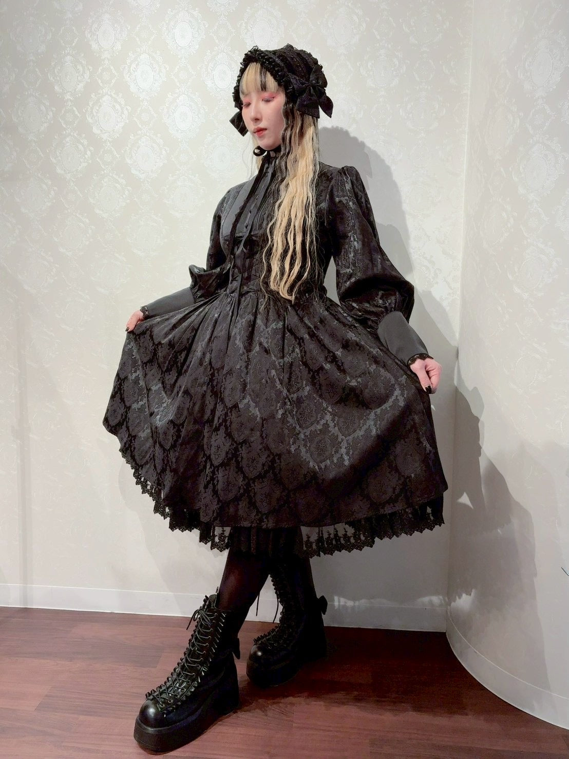 【ATELIER PIERROT】 Victorian Reverie Dress ホワイト/ボルドー/ネイビー/ブラック