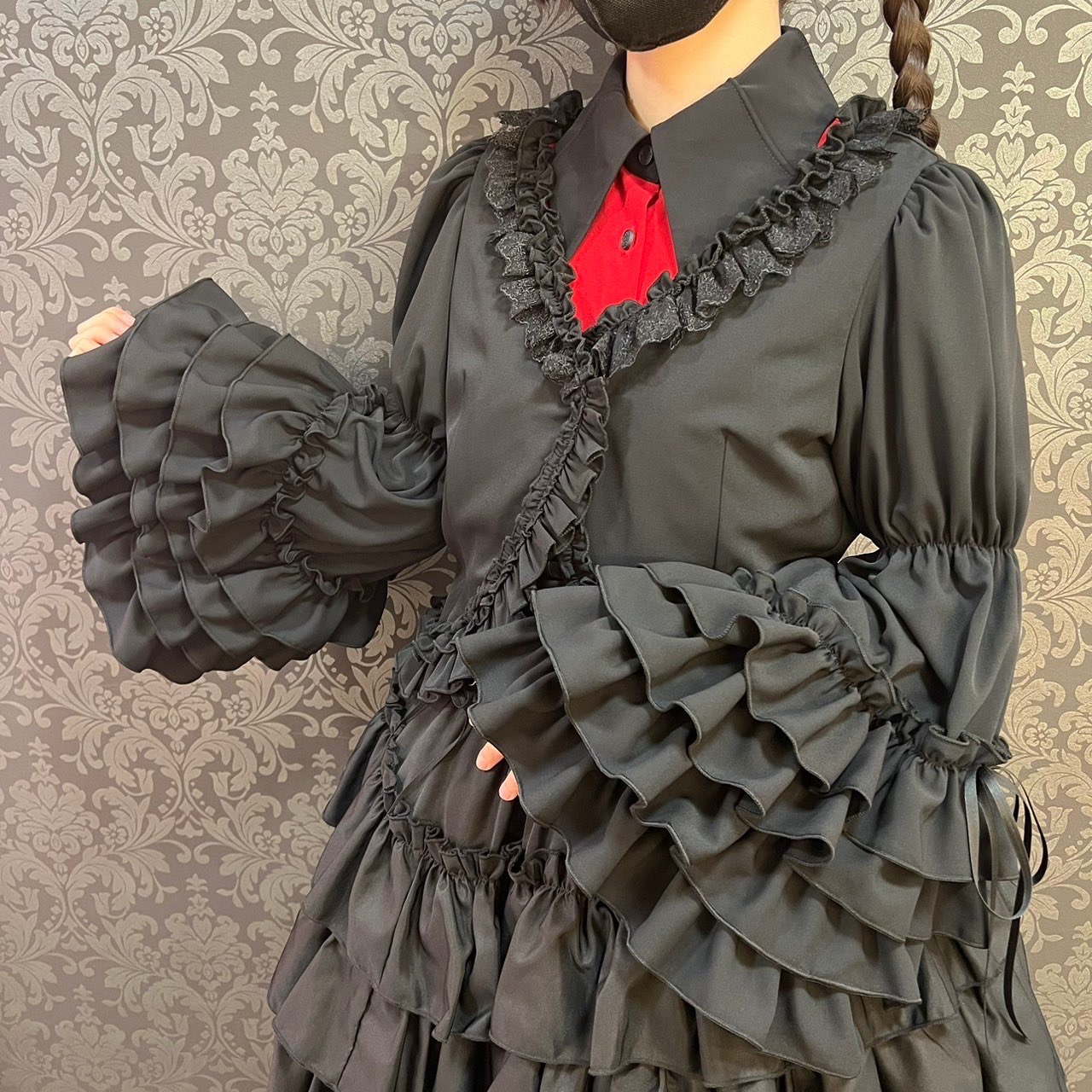 【Vallée lys】ヴァレリス Fairy Tale Ruffle Chiffon Bolero White/ Black