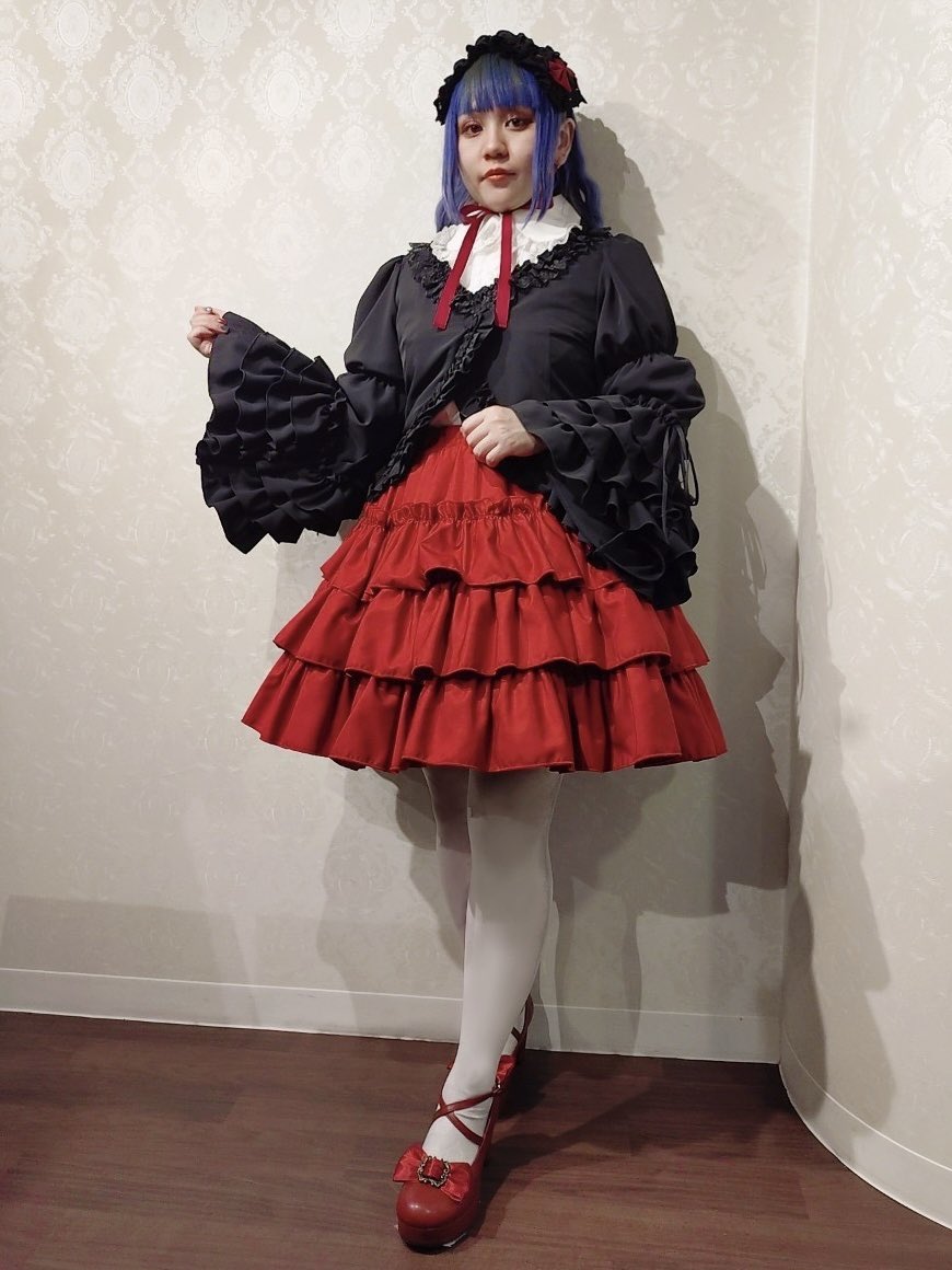 【Vallée lys】ヴァレリス Fairy Tale Ruffle Chiffon Bolero White/ Black