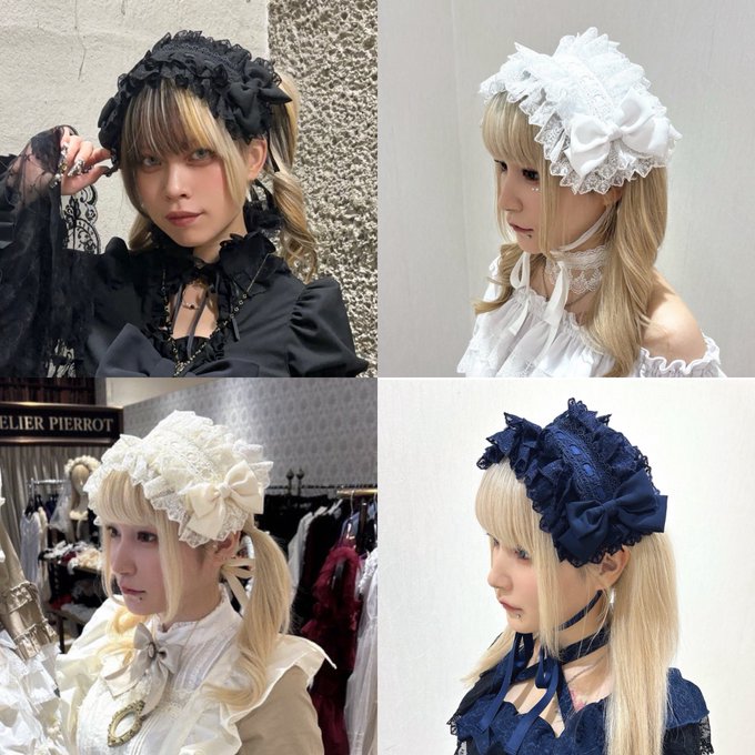 【Vallée lys】ヴァレリス Lace Enchantment Headdress White/Ivory/Wine/Purple/Navy/新色Green/Black×White/Black